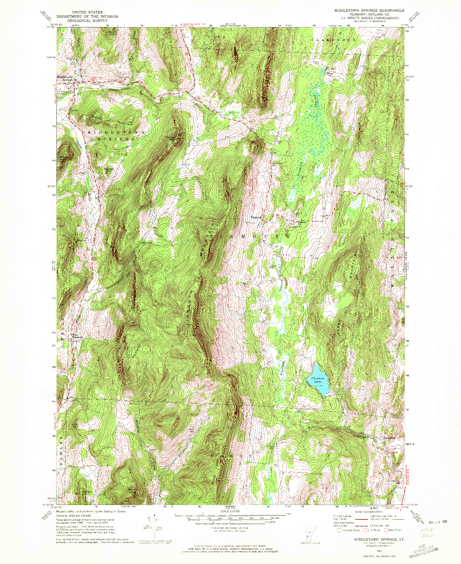 USGS 1:24000-SCALE QUADRANGLE FOR MIDDLETOWN SPRINGS, VT 1967