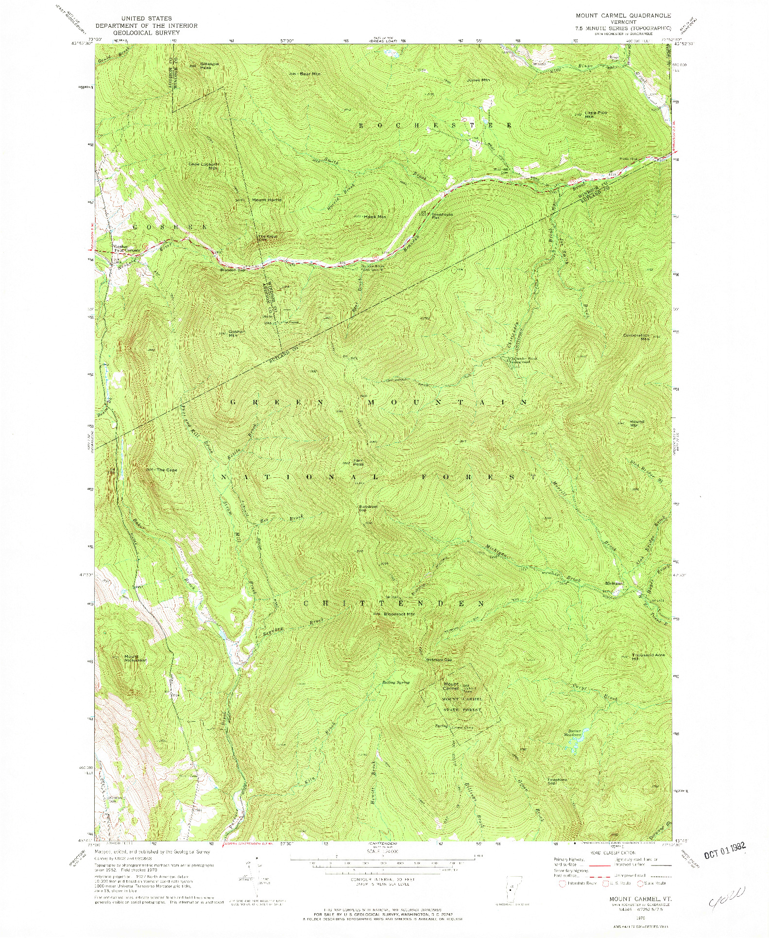 USGS 1:24000-SCALE QUADRANGLE FOR MOUNT CARMEL, VT 1970