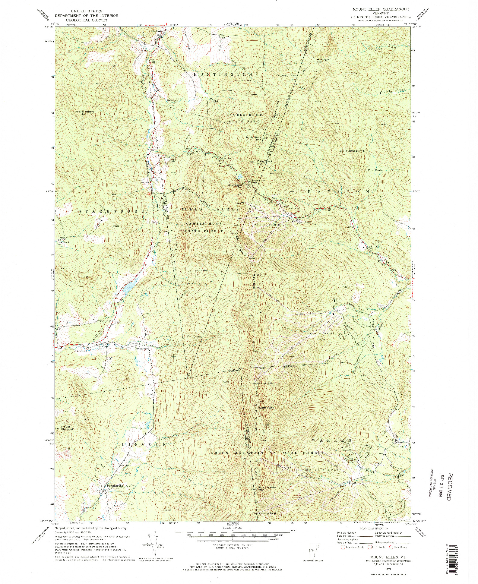 USGS 1:24000-SCALE QUADRANGLE FOR MOUNT ELLEN, VT 1971