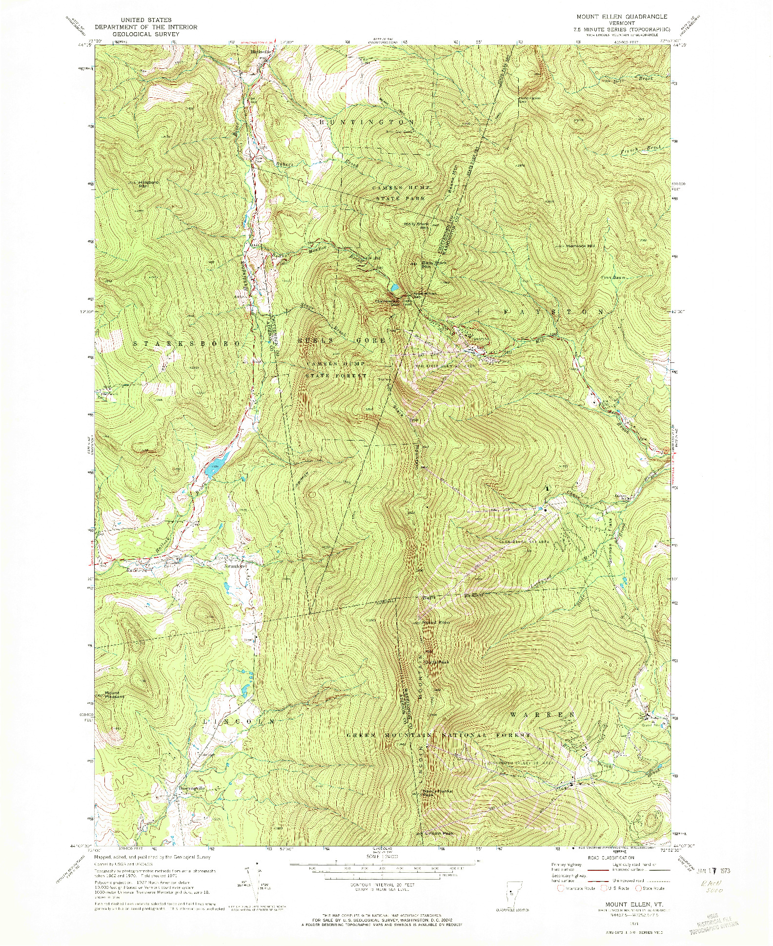 USGS 1:24000-SCALE QUADRANGLE FOR MOUNT ELLEN, VT 1971