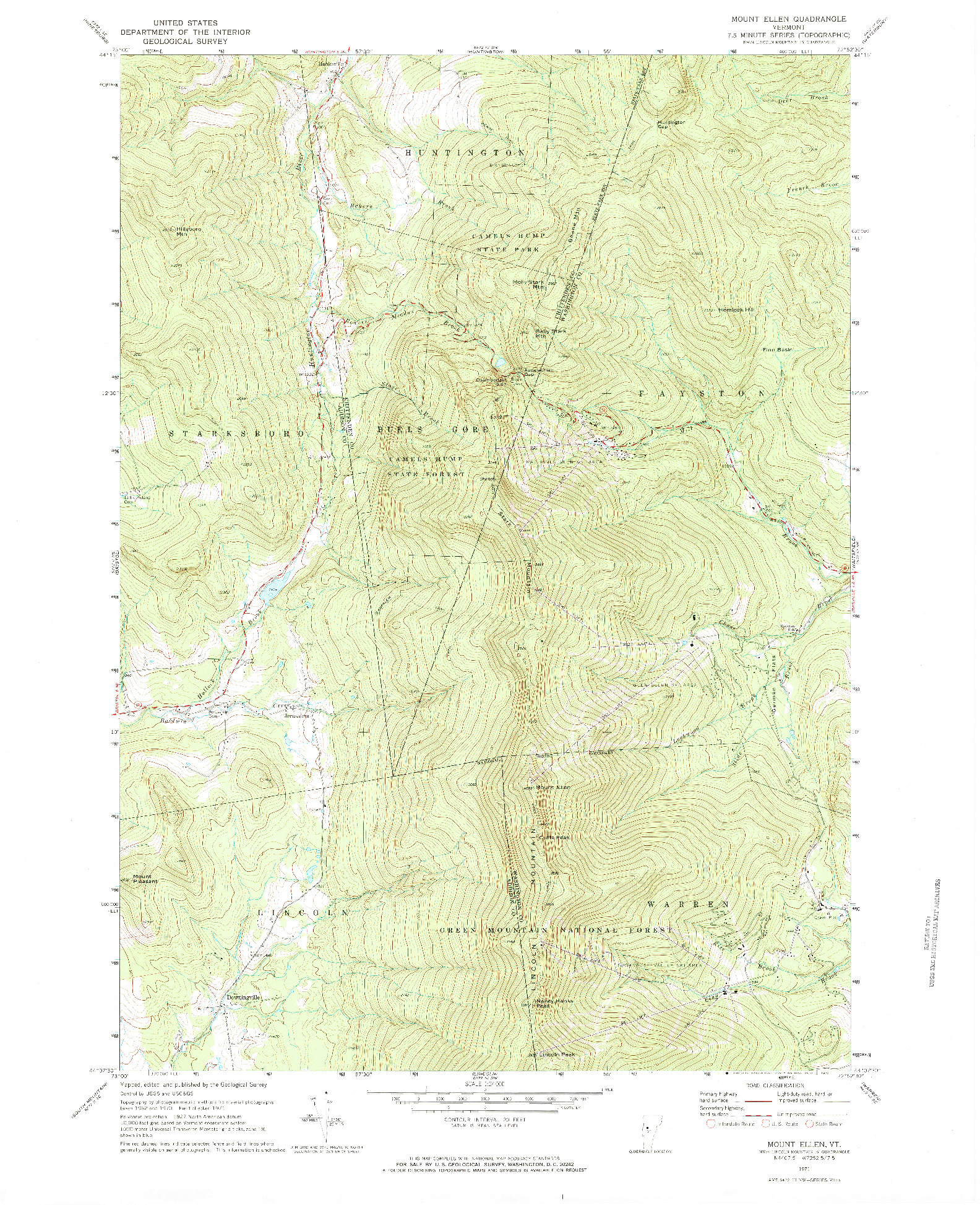 USGS 1:24000-SCALE QUADRANGLE FOR MOUNT ELLEN, VT 1971