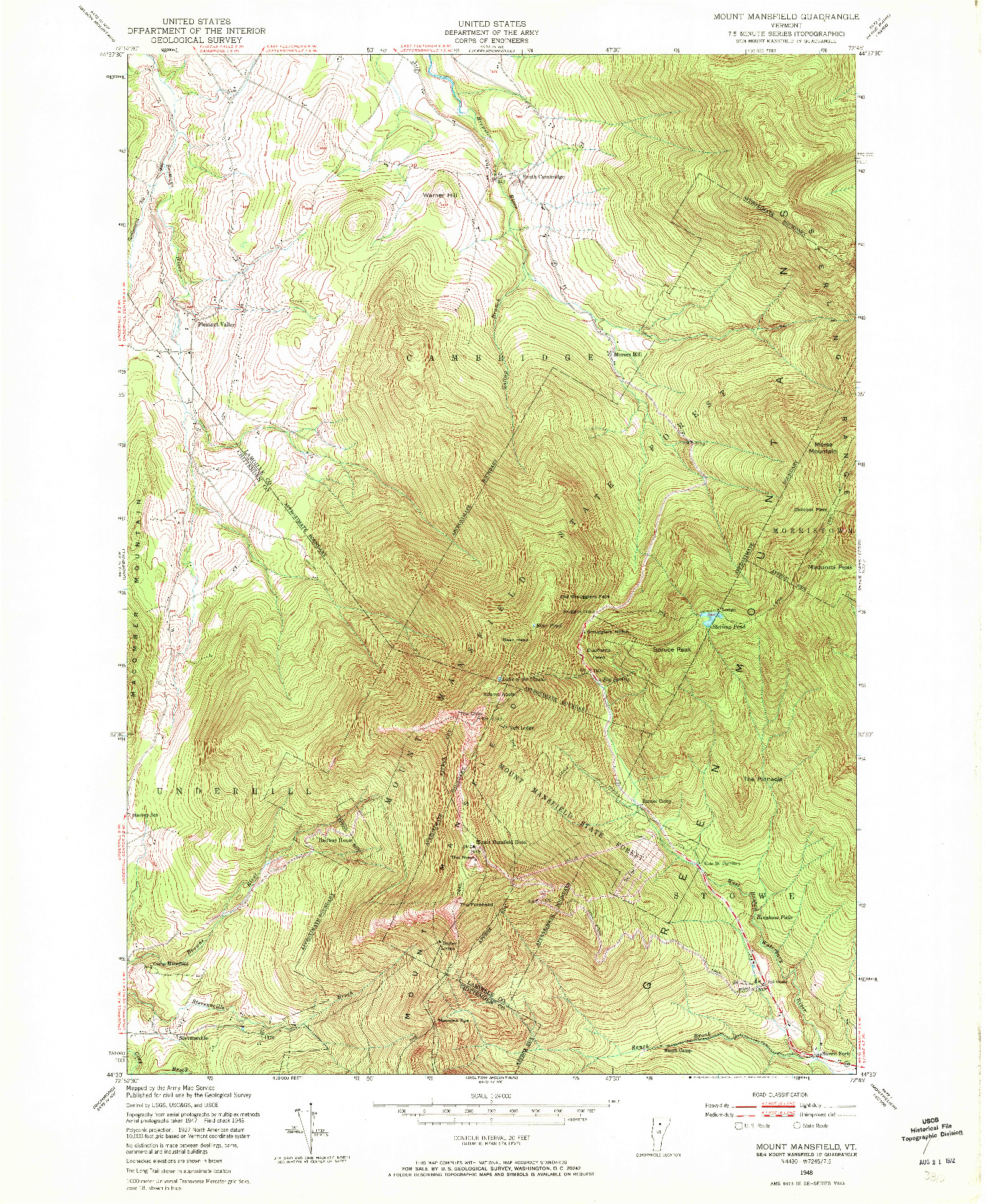 USGS 1:24000-SCALE QUADRANGLE FOR MOUNT MANSFIELD, VT 1948