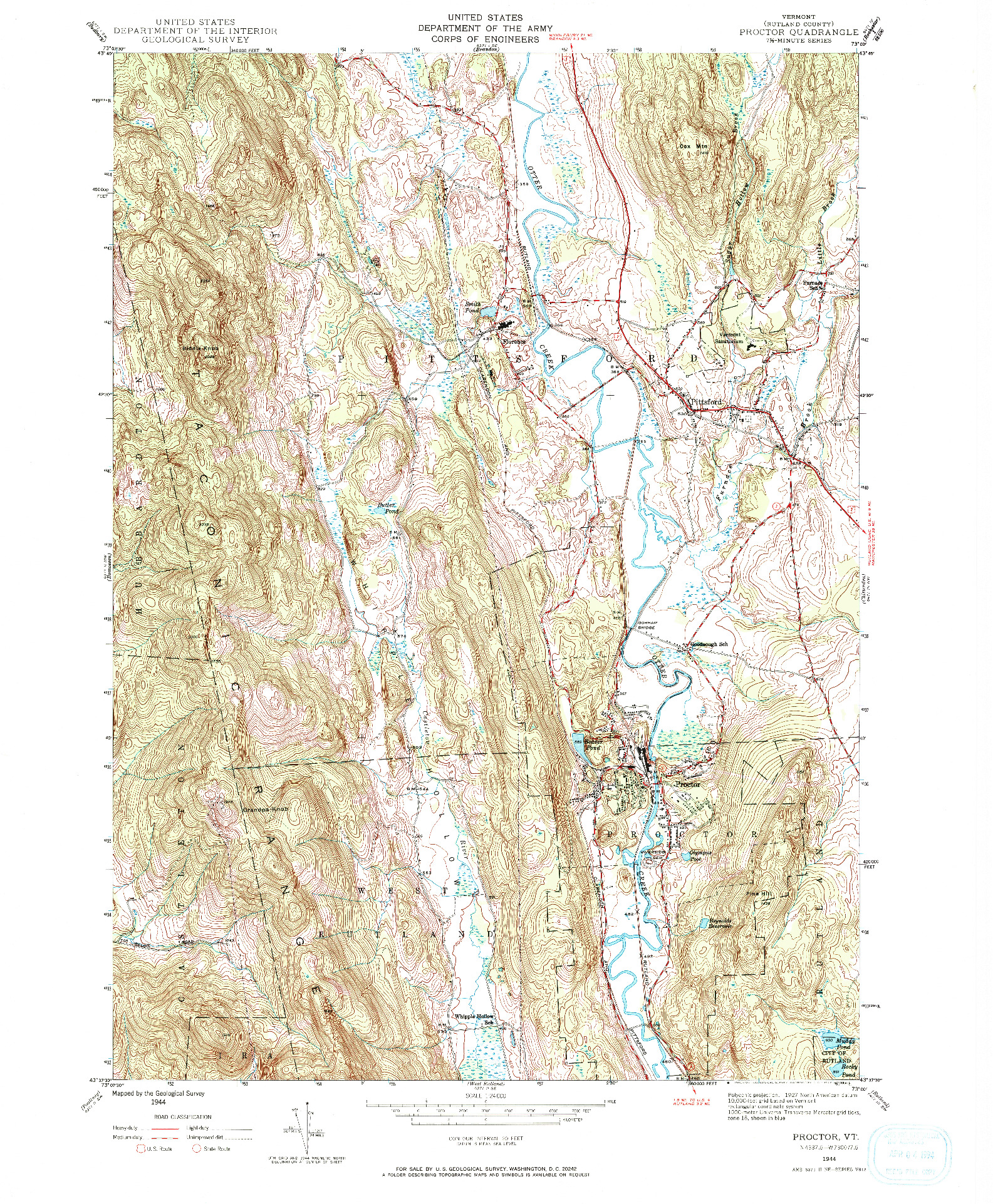 USGS 1:24000-SCALE QUADRANGLE FOR PROCTOR, VT 1944