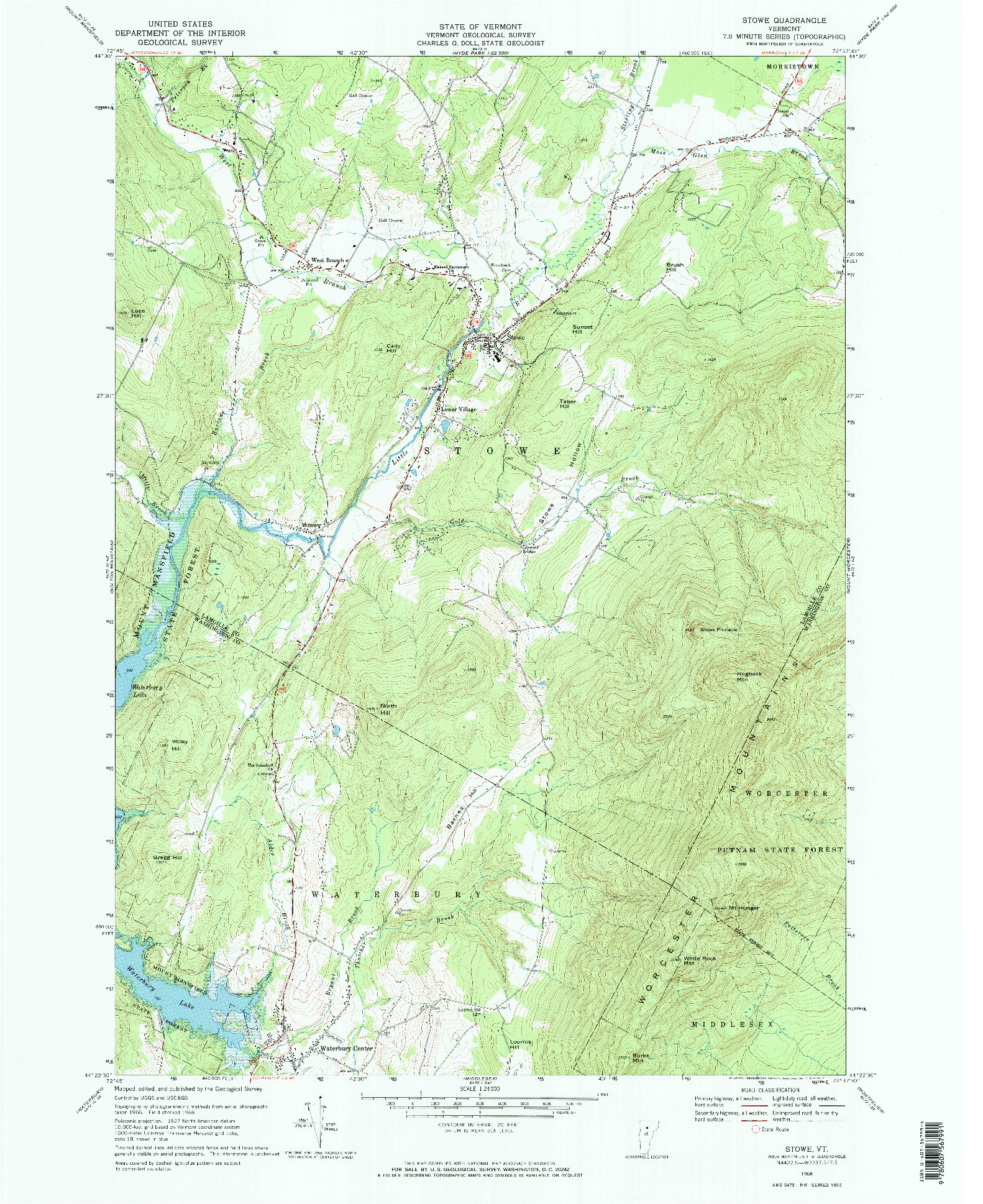 USGS 1:24000-SCALE QUADRANGLE FOR STOWE, VT 1968