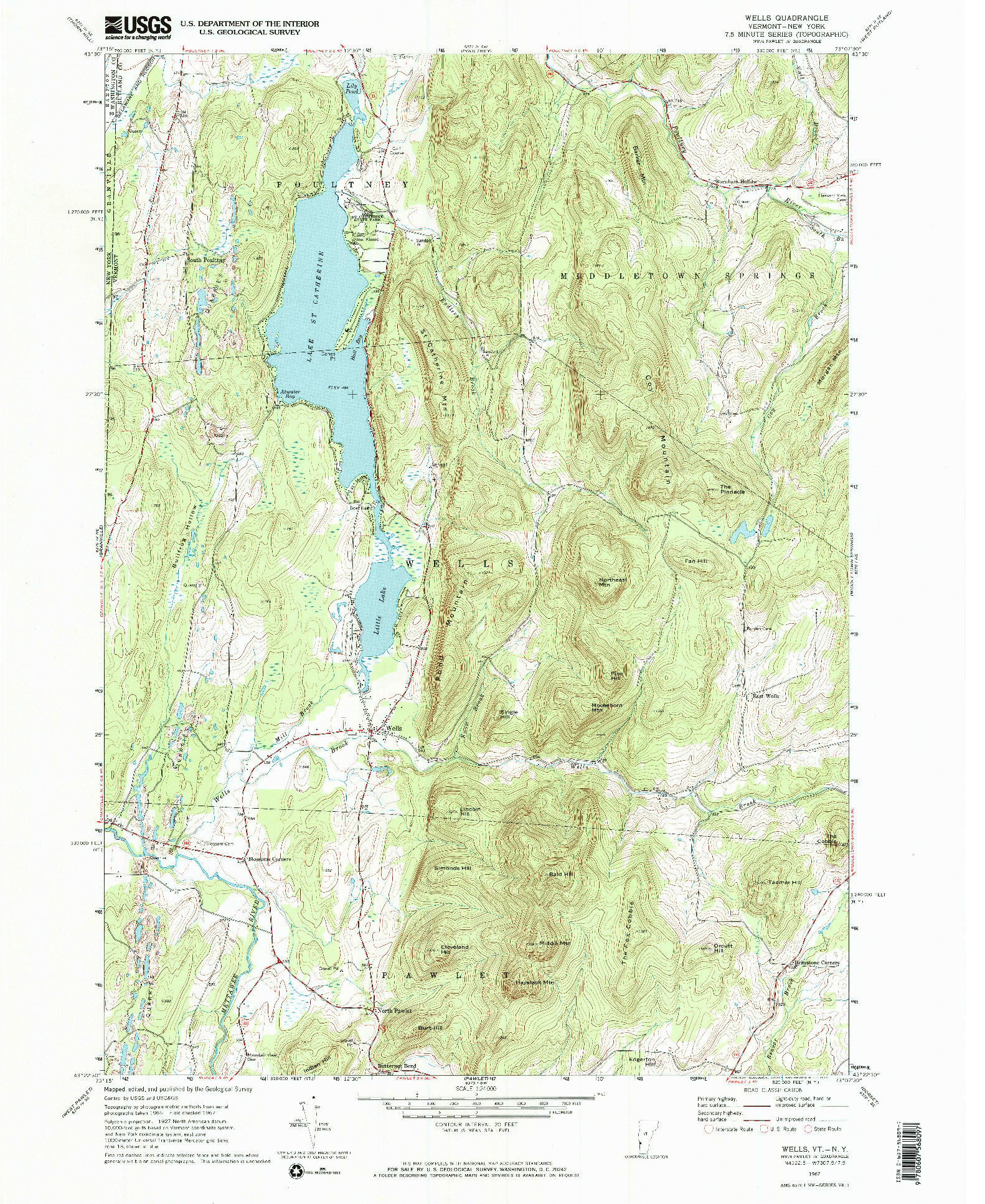 USGS 1:24000-SCALE QUADRANGLE FOR WELLS, VT 1967