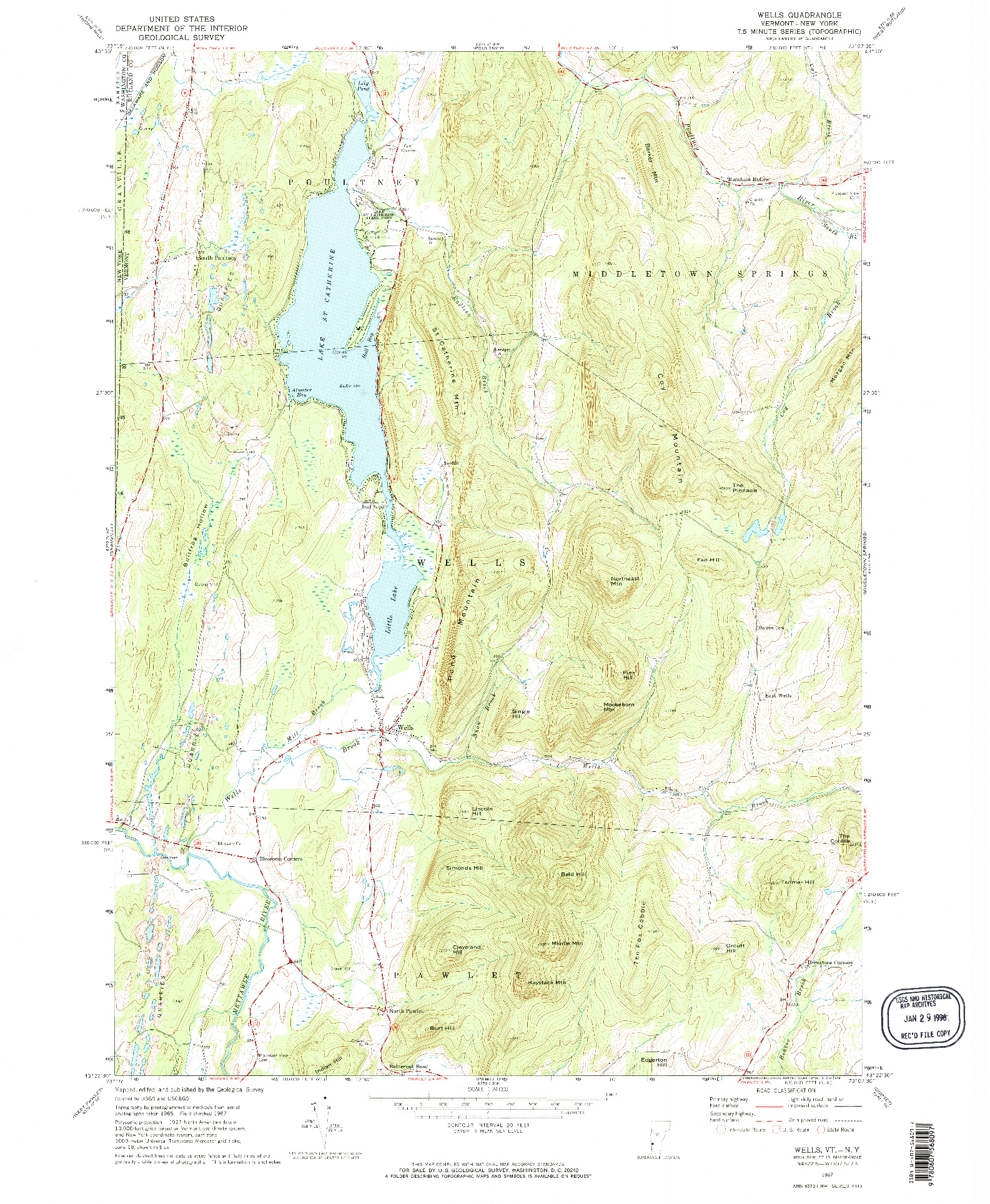 USGS 1:24000-SCALE QUADRANGLE FOR WELLS, VT 1967