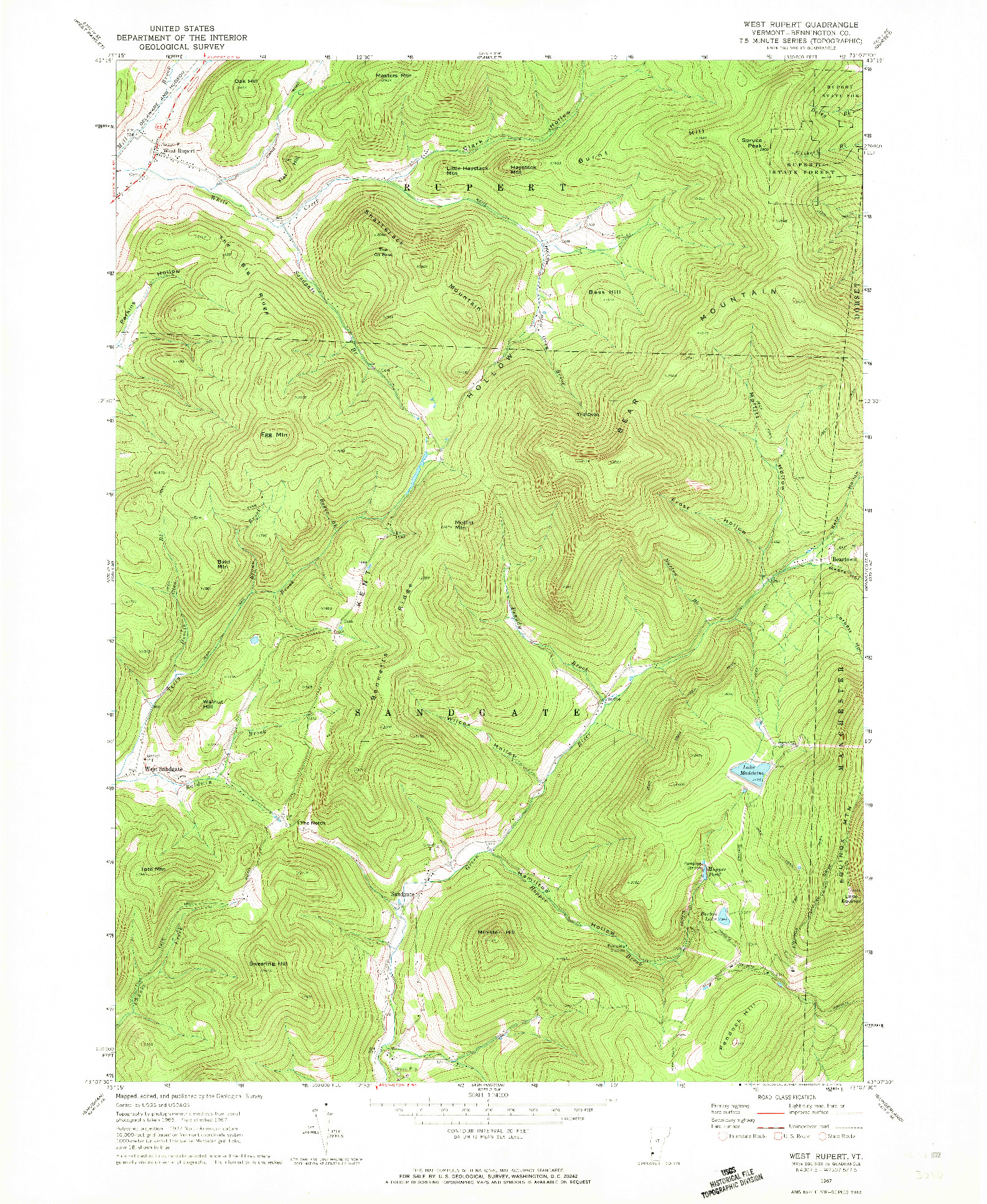 USGS 1:24000-SCALE QUADRANGLE FOR WEST RUPERT, VT 1967