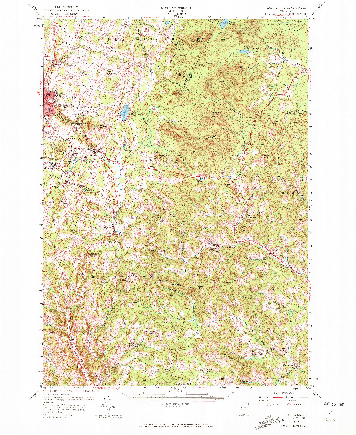 USGS 1:62500-SCALE QUADRANGLE FOR EAST BARRE, VT 1957