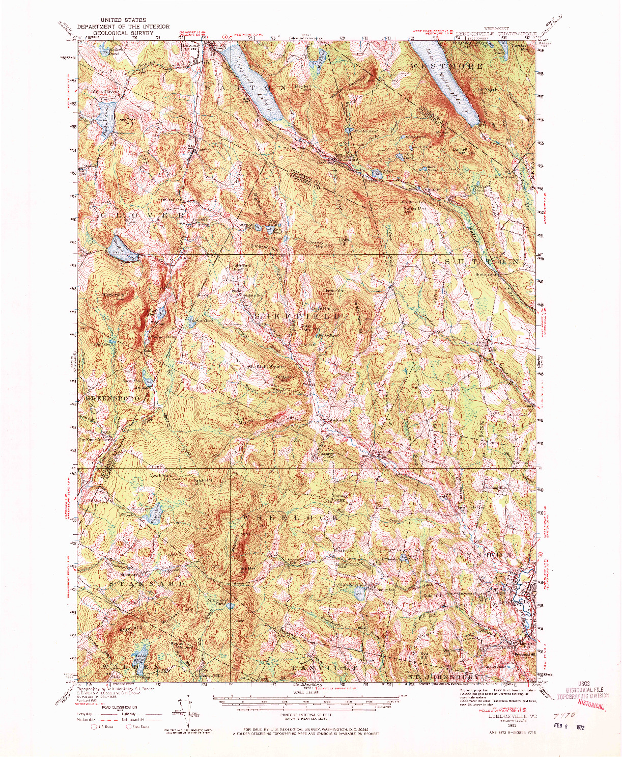 USGS 1:62500-SCALE QUADRANGLE FOR LYNDONVILLE, VT 1951