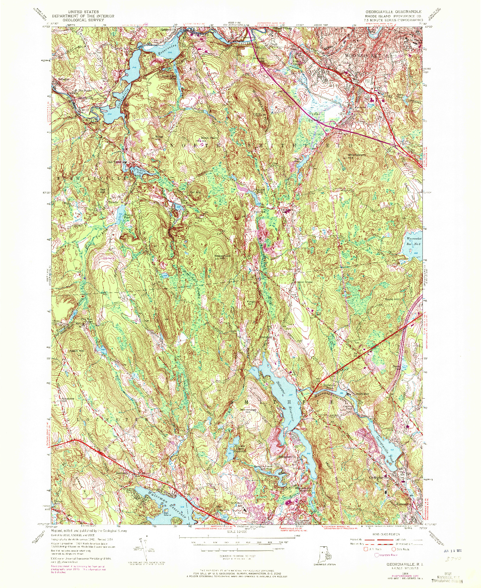 USGS 1:24000-SCALE QUADRANGLE FOR GEORGIAVILLE, RI 1954