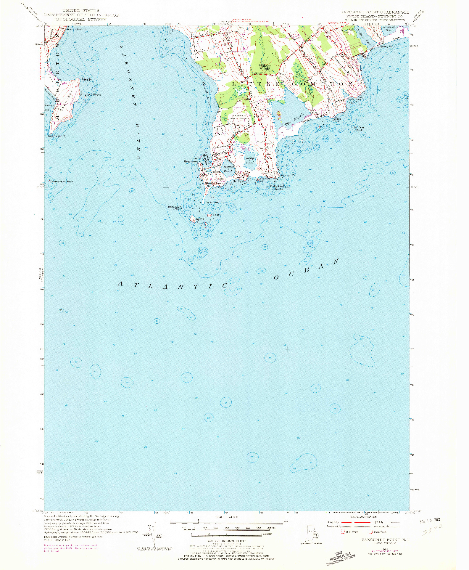 USGS 1:24000-SCALE QUADRANGLE FOR SAKONNET POINT, RI 1955