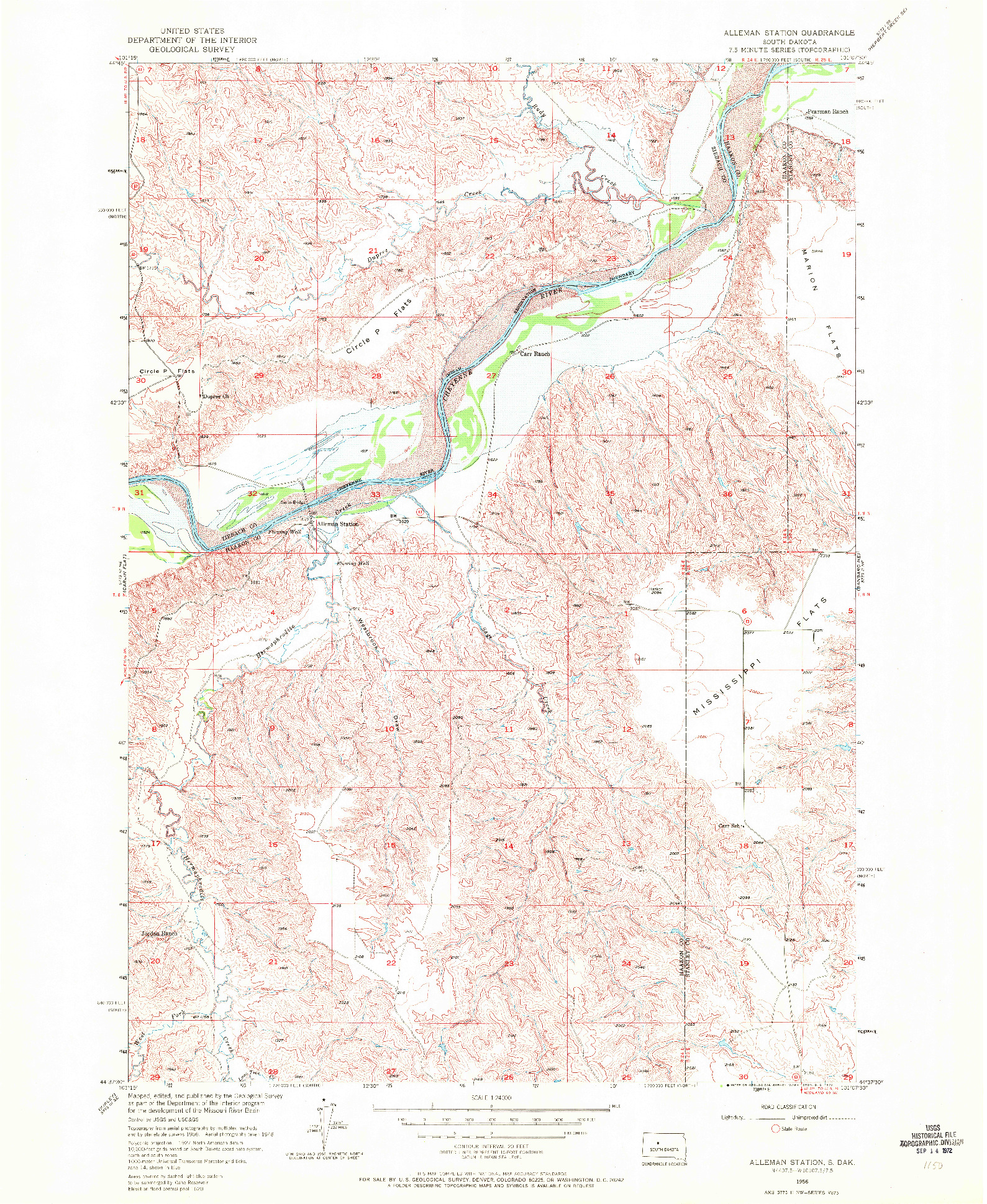 USGS 1:24000-SCALE QUADRANGLE FOR ALLEMAN STATION, SD 1956