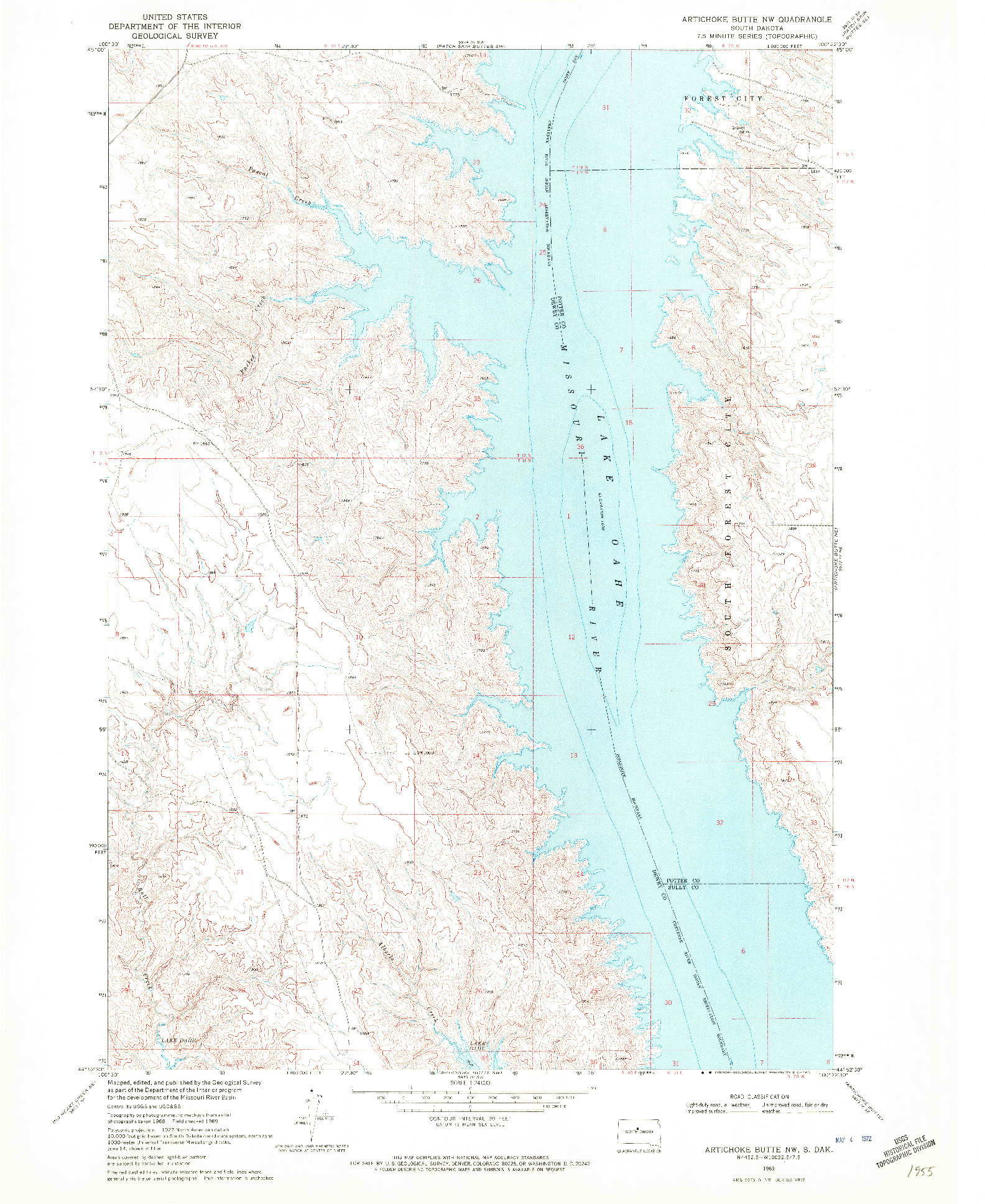USGS 1:24000-SCALE QUADRANGLE FOR ARTICHOKE BUTTE NW, SD 1969