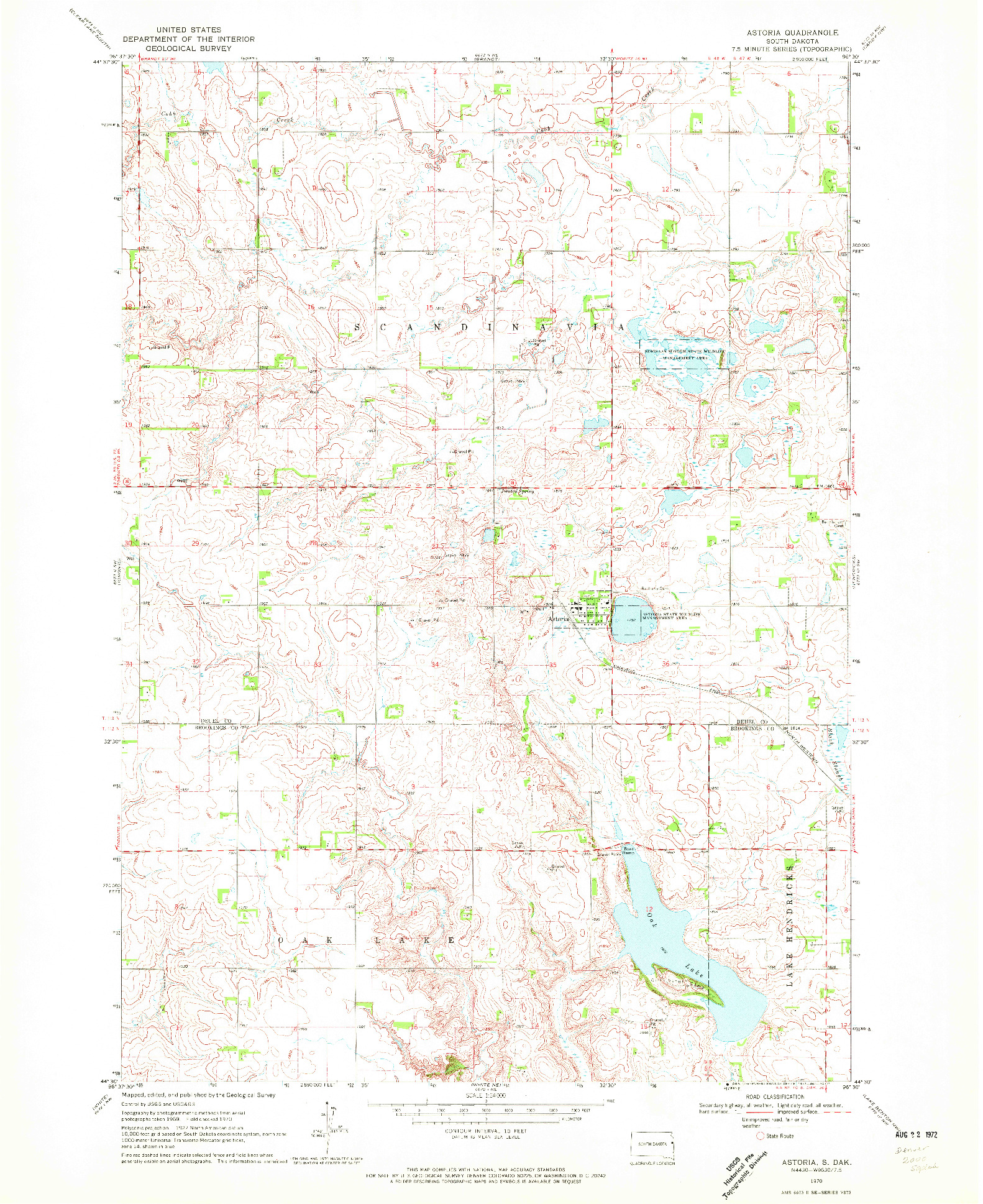 USGS 1:24000-SCALE QUADRANGLE FOR ASTORIA, SD 1970