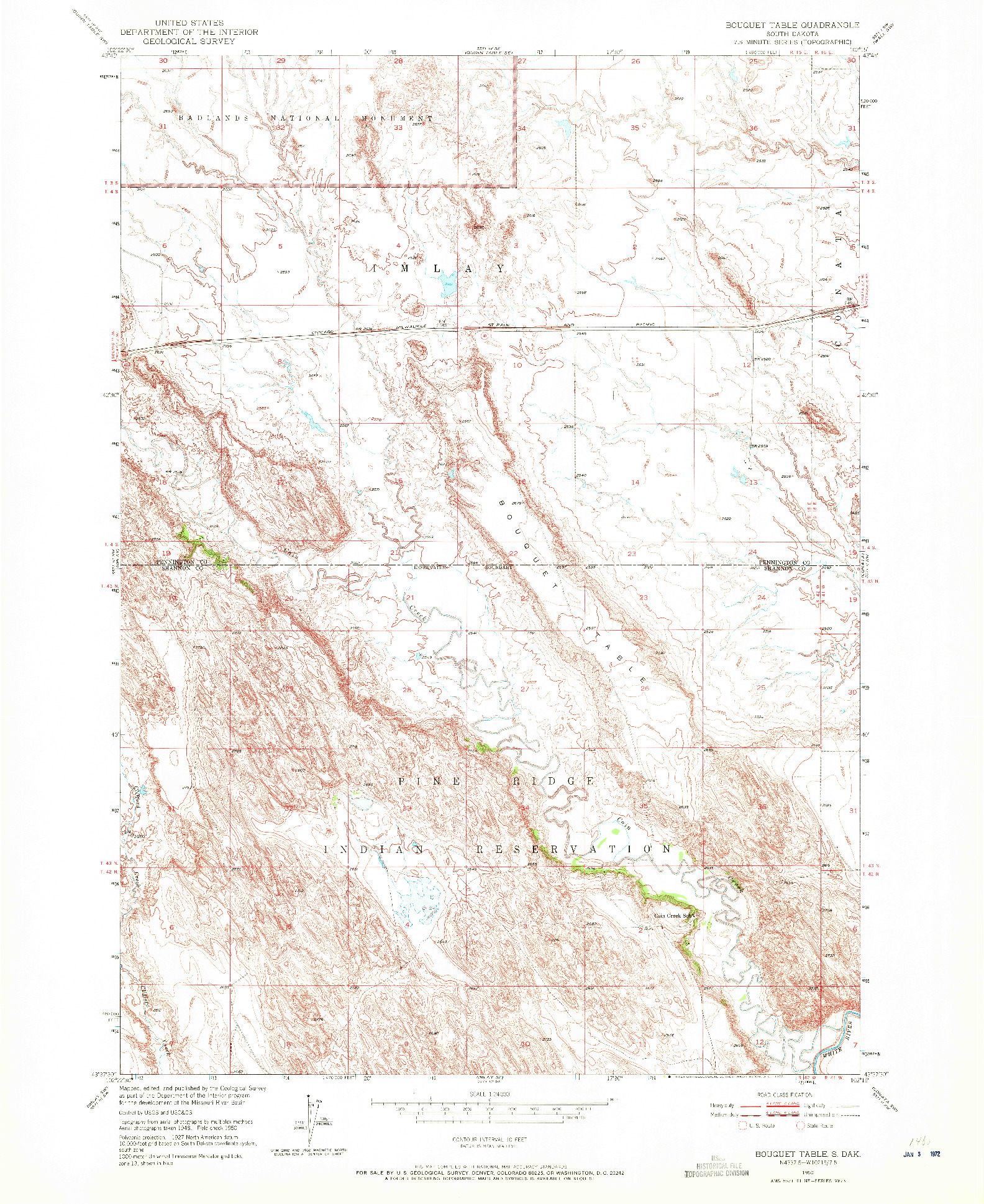 USGS 1:24000-SCALE QUADRANGLE FOR BOUQUET TABLE, SD 1950