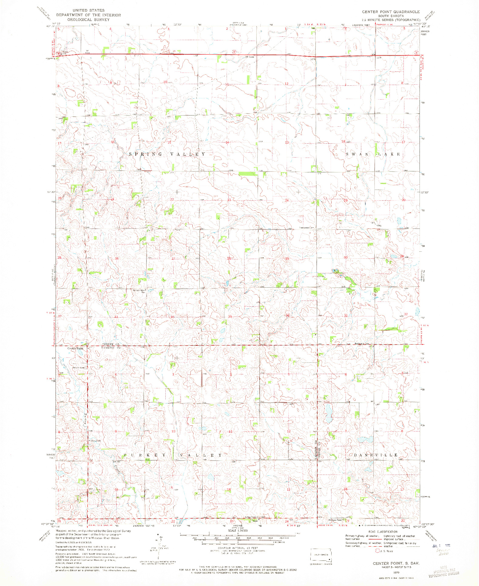 USGS 1:24000-SCALE QUADRANGLE FOR CENTER POINT, SD 1970