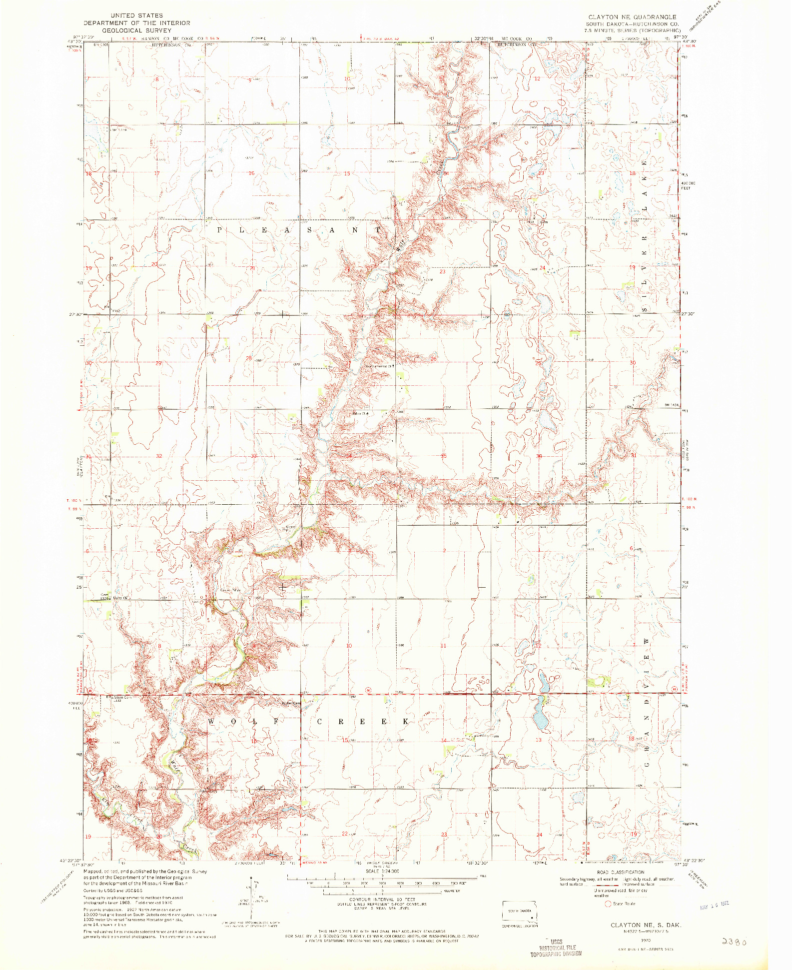 USGS 1:24000-SCALE QUADRANGLE FOR CLAYTON NE, SD 1970