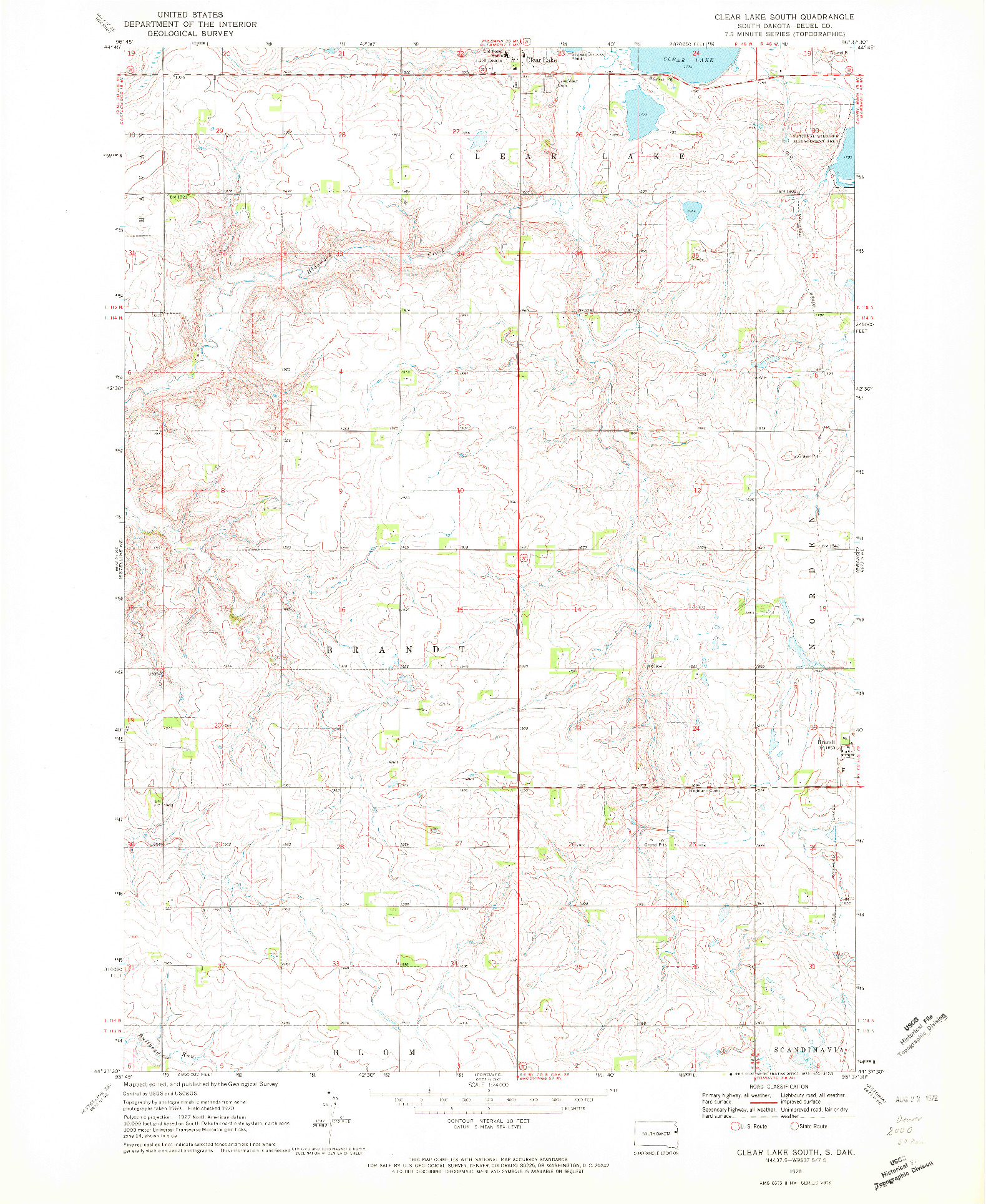 USGS 1:24000-SCALE QUADRANGLE FOR CLEAR LAKE SOUTH, SD 1970