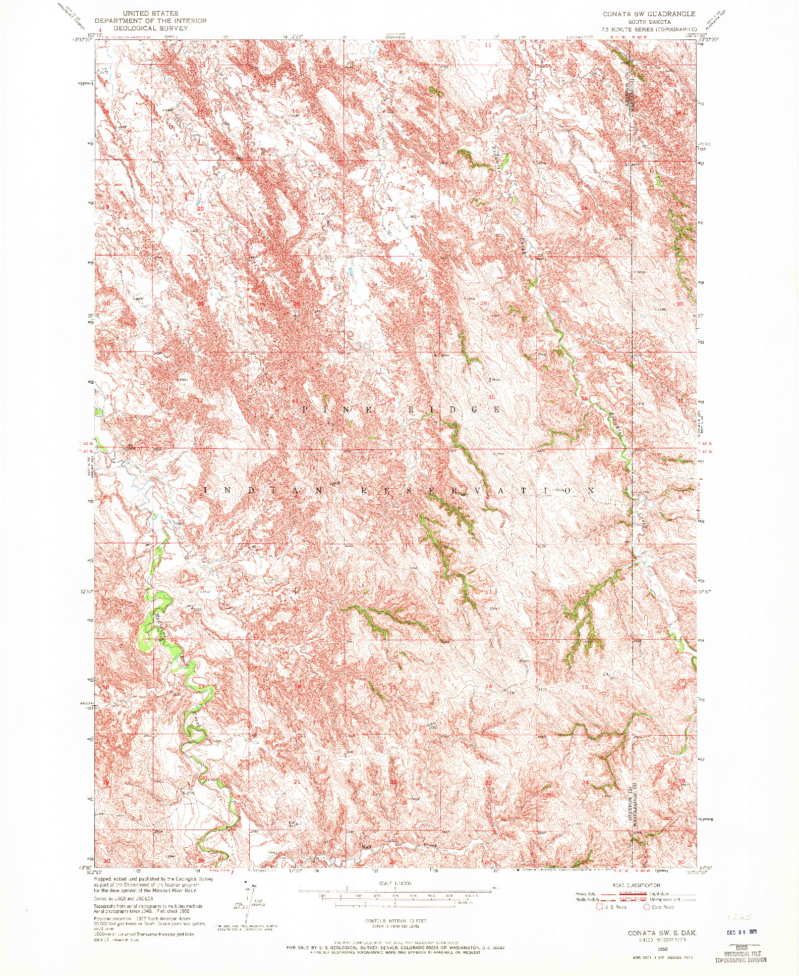 USGS 1:24000-SCALE QUADRANGLE FOR CONATA SW, SD 1950