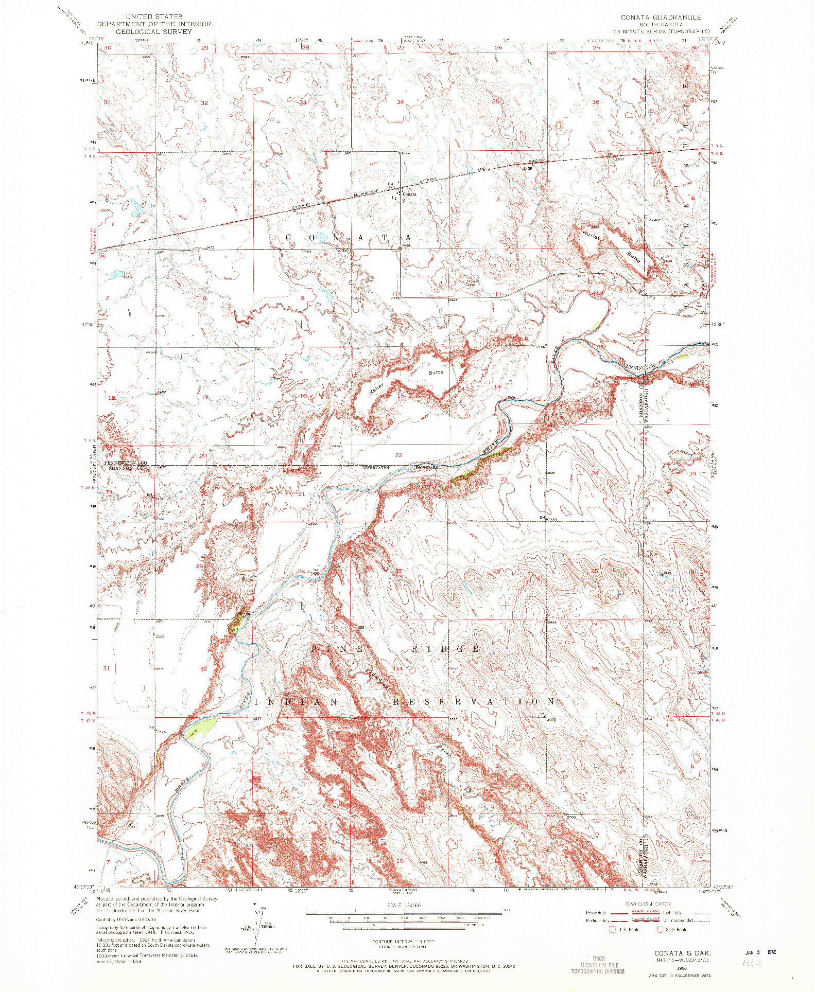 USGS 1:24000-SCALE QUADRANGLE FOR CONATA, SD 1950