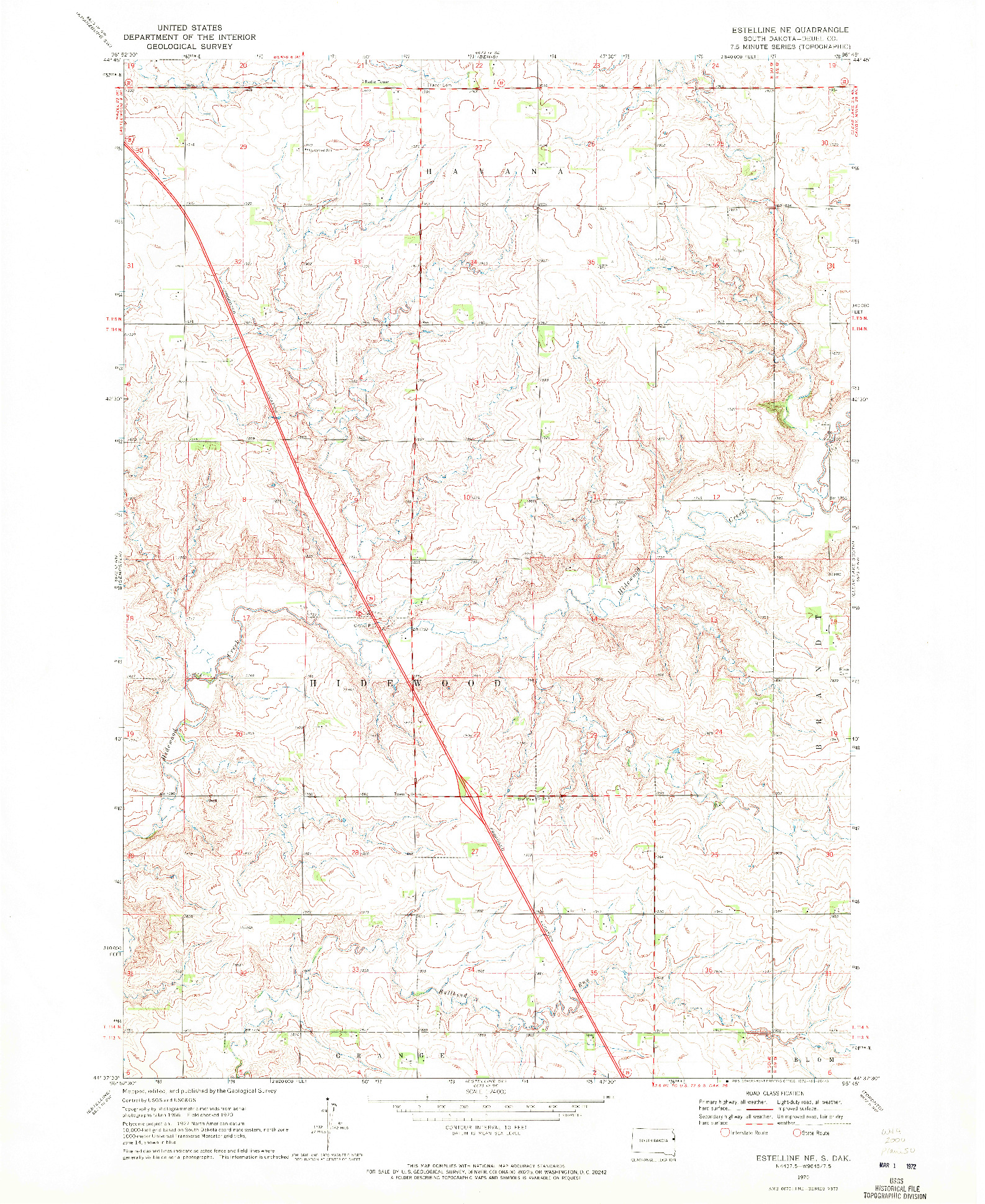 USGS 1:24000-SCALE QUADRANGLE FOR ESTELLINE NE, SD 1970