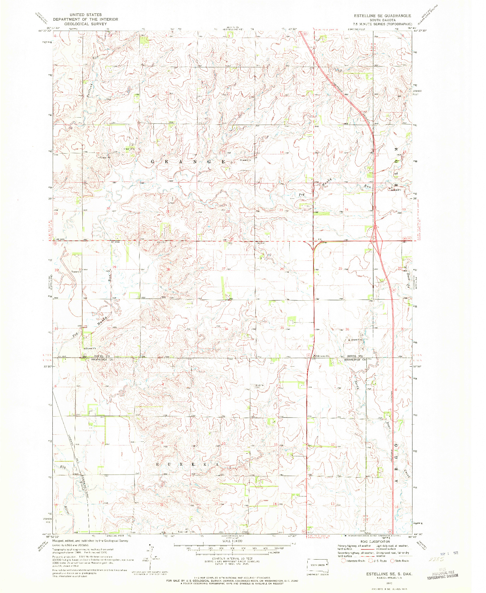 USGS 1:24000-SCALE QUADRANGLE FOR ESTELLINE SE, SD 1970