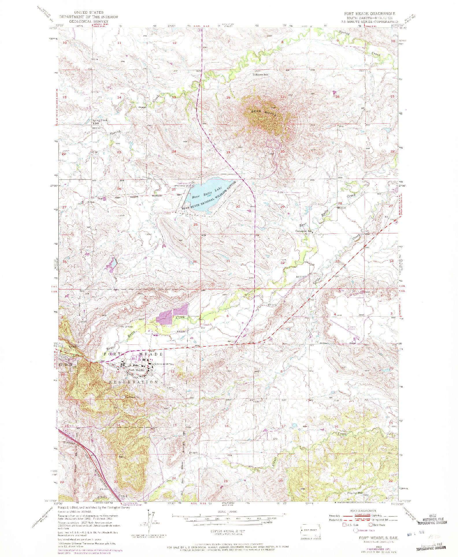 USGS 1:24000-SCALE QUADRANGLE FOR FORT MEADE, SD 1953