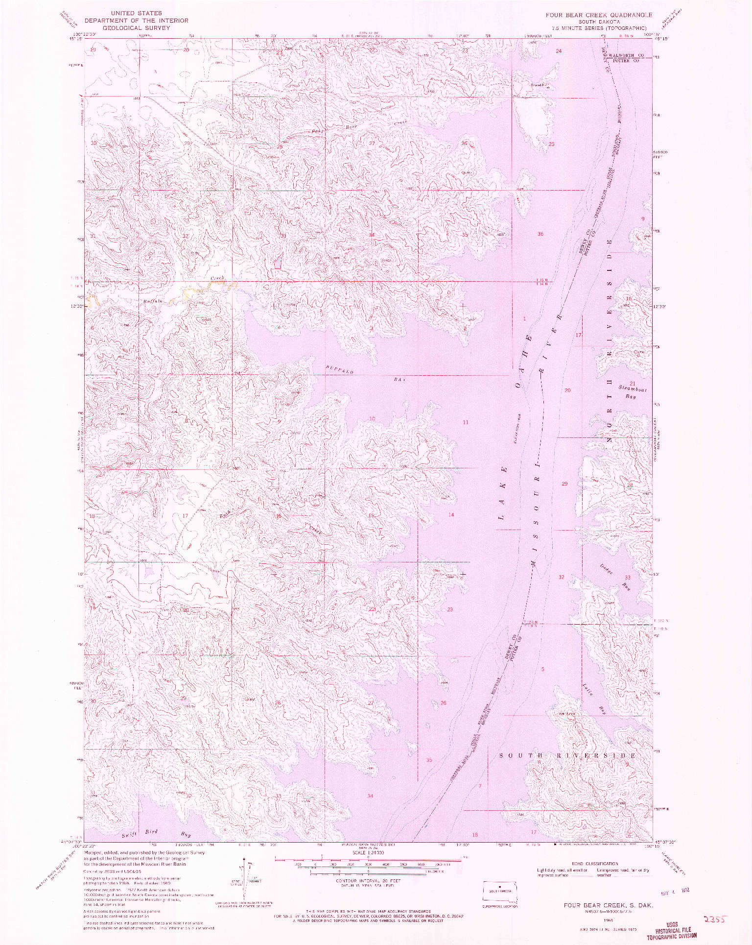 USGS 1:24000-SCALE QUADRANGLE FOR FOUR BEAR CREEK, SD 1969