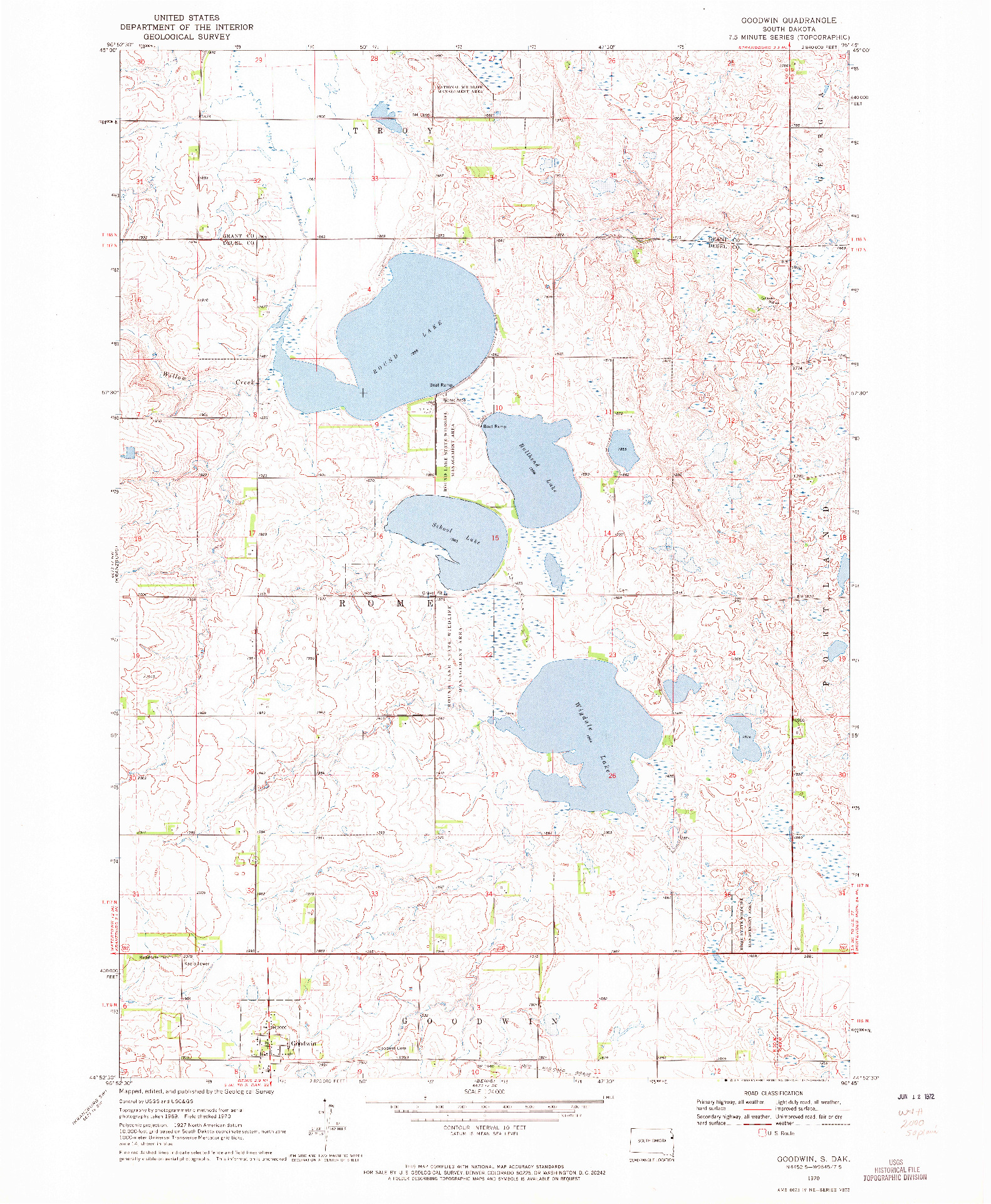 USGS 1:24000-SCALE QUADRANGLE FOR GOODWIN, SD 1970