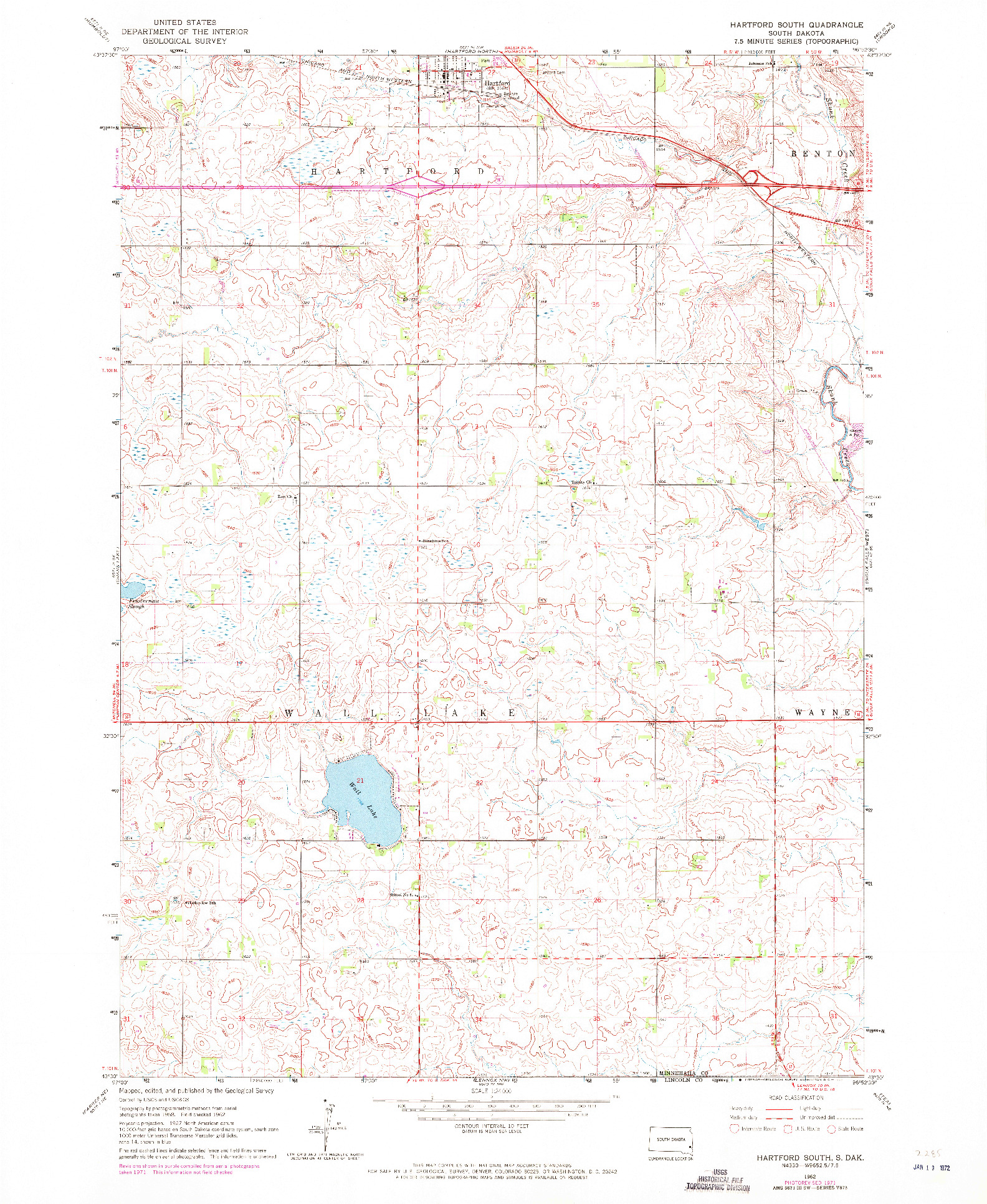 USGS 1:24000-SCALE QUADRANGLE FOR HARTFORD SOUTH, SD 1962