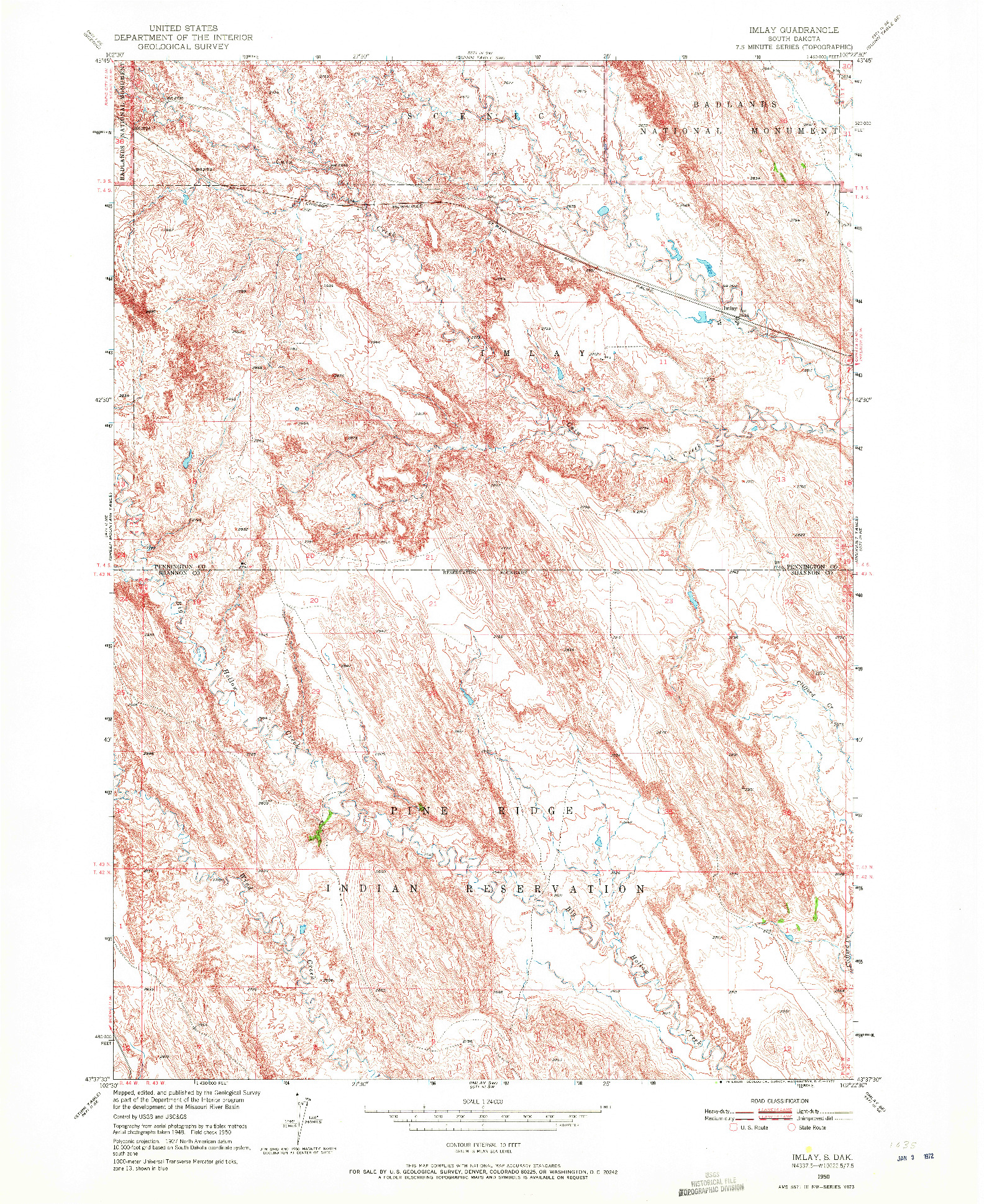 USGS 1:24000-SCALE QUADRANGLE FOR IMLAY, SD 1950