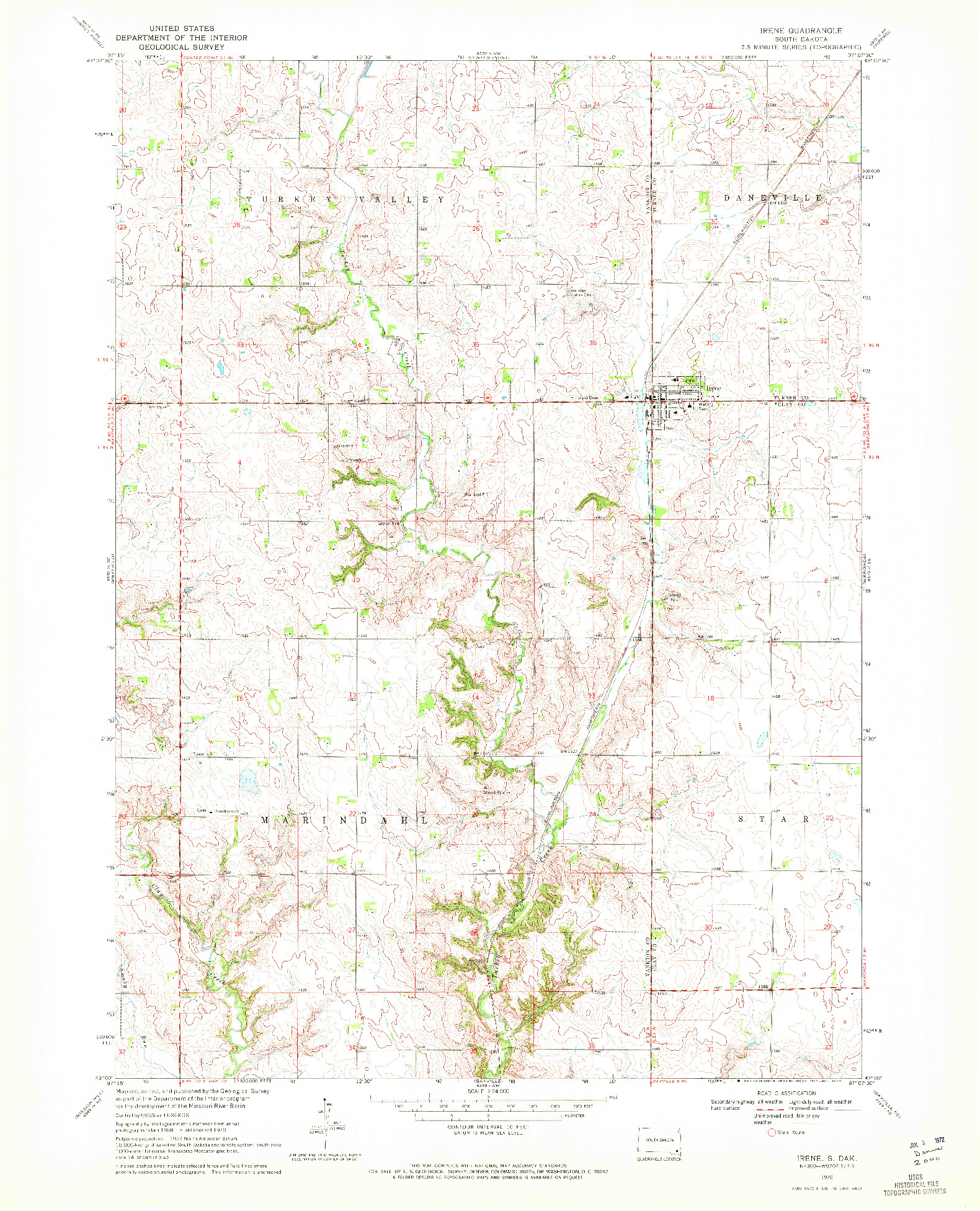 USGS 1:24000-SCALE QUADRANGLE FOR IRENE, SD 1970
