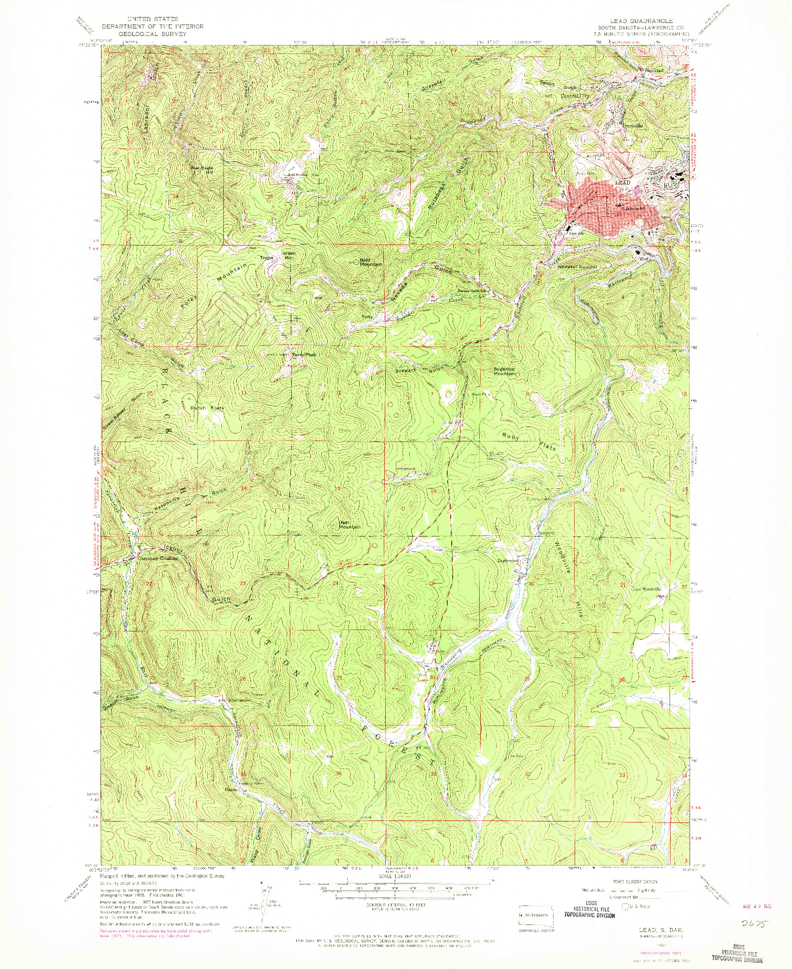 USGS 1:24000-SCALE QUADRANGLE FOR LEAD, SD 1961
