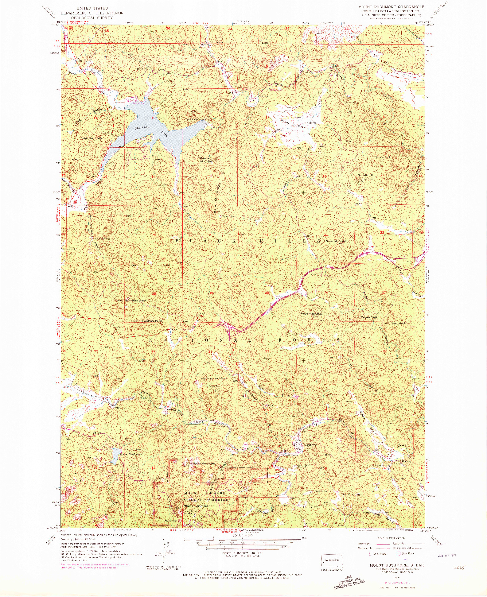 USGS 1:24000-SCALE QUADRANGLE FOR MOUNT RUSHMORE, SD 1954