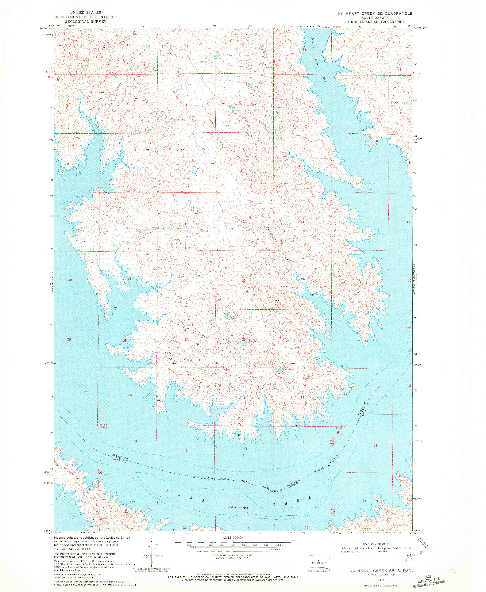 USGS 1:24000-SCALE QUADRANGLE FOR NO HEART CREEK SE, SD 1969