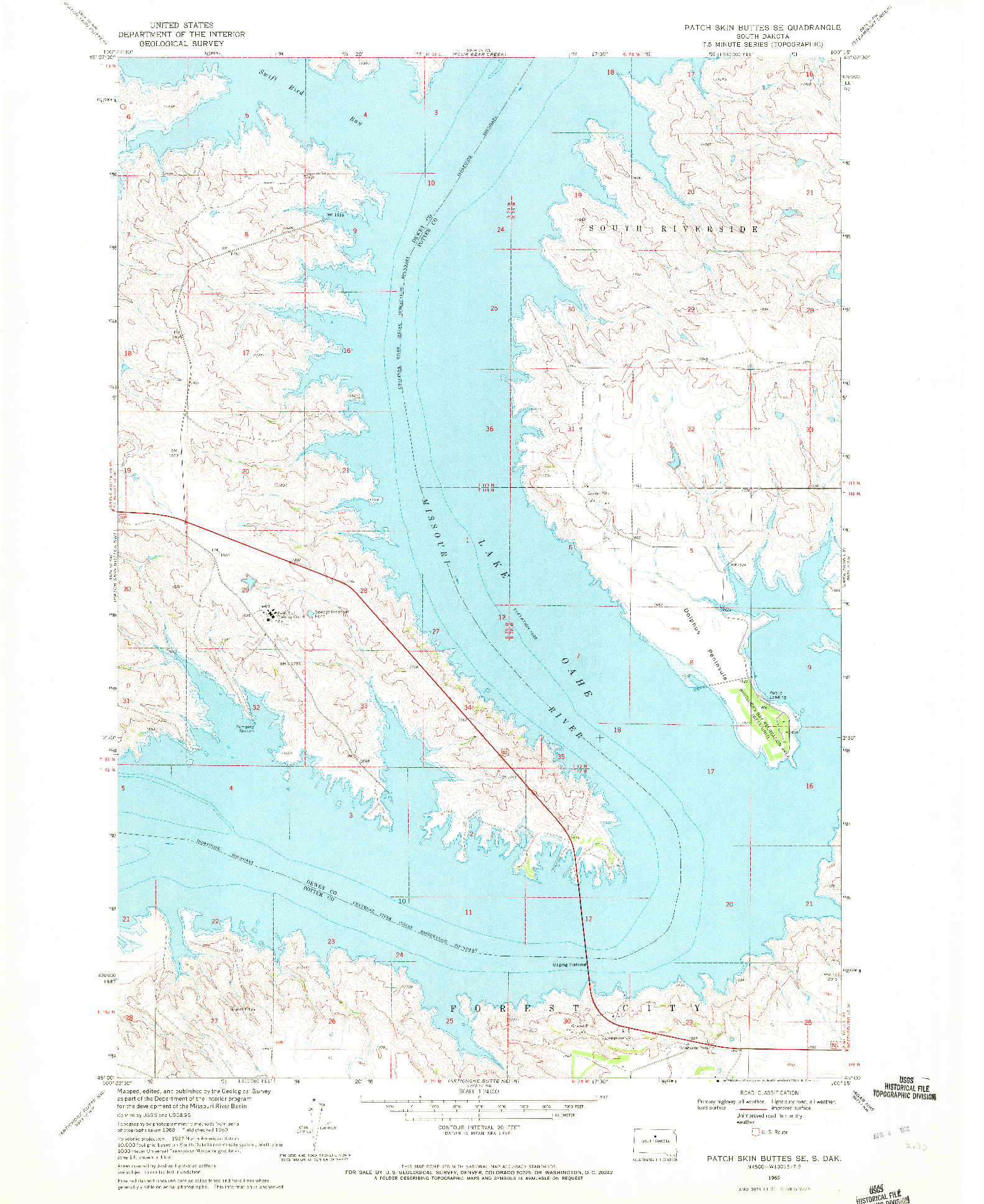 USGS 1:24000-SCALE QUADRANGLE FOR PATCH SKIN BUTTES SE, SD 1969