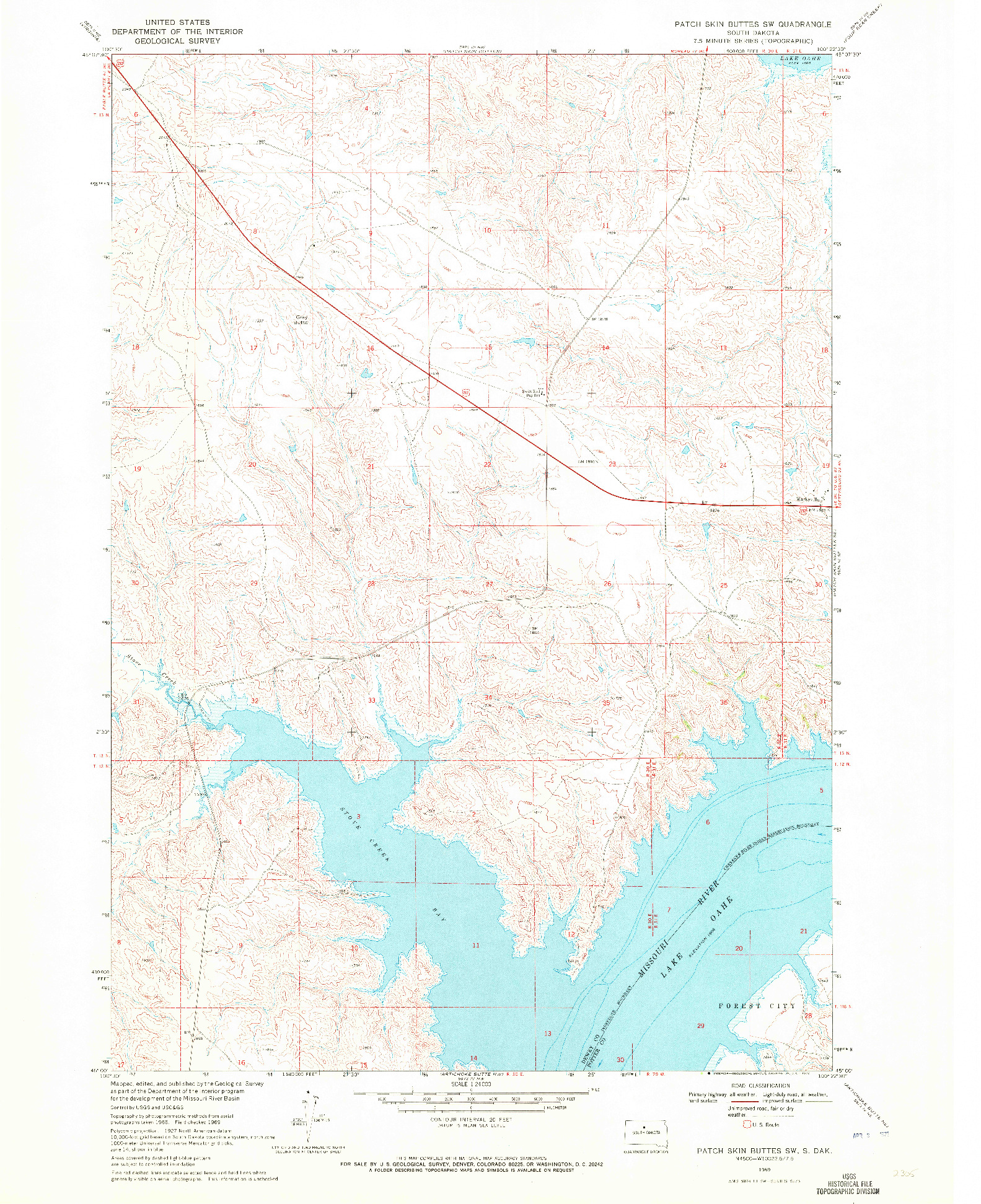 USGS 1:24000-SCALE QUADRANGLE FOR PATCH SKIN BUTTES SW, SD 1969