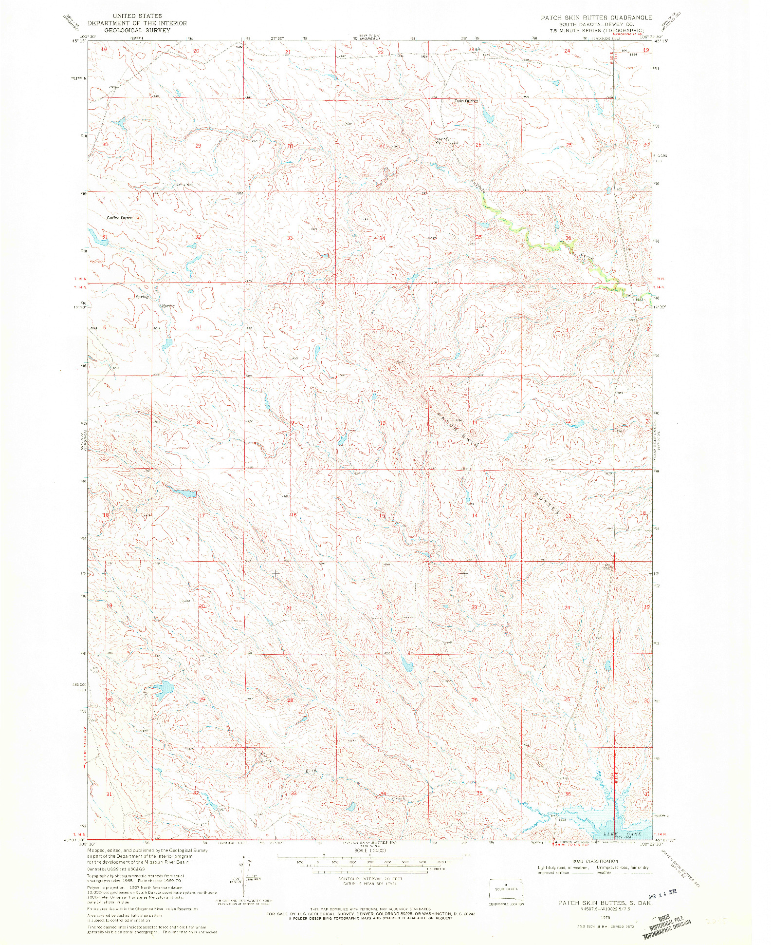 USGS 1:24000-SCALE QUADRANGLE FOR PATCH SKIN BUTTES, SD 1970