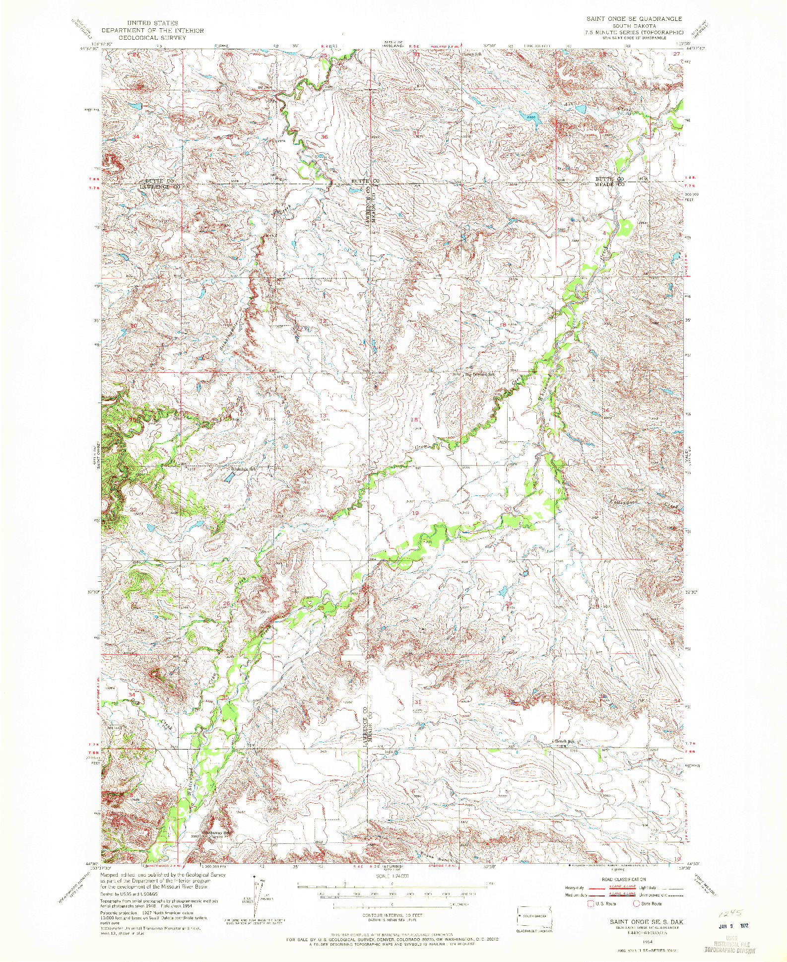 USGS 1:24000-SCALE QUADRANGLE FOR SAINT ONGE SE, SD 1954