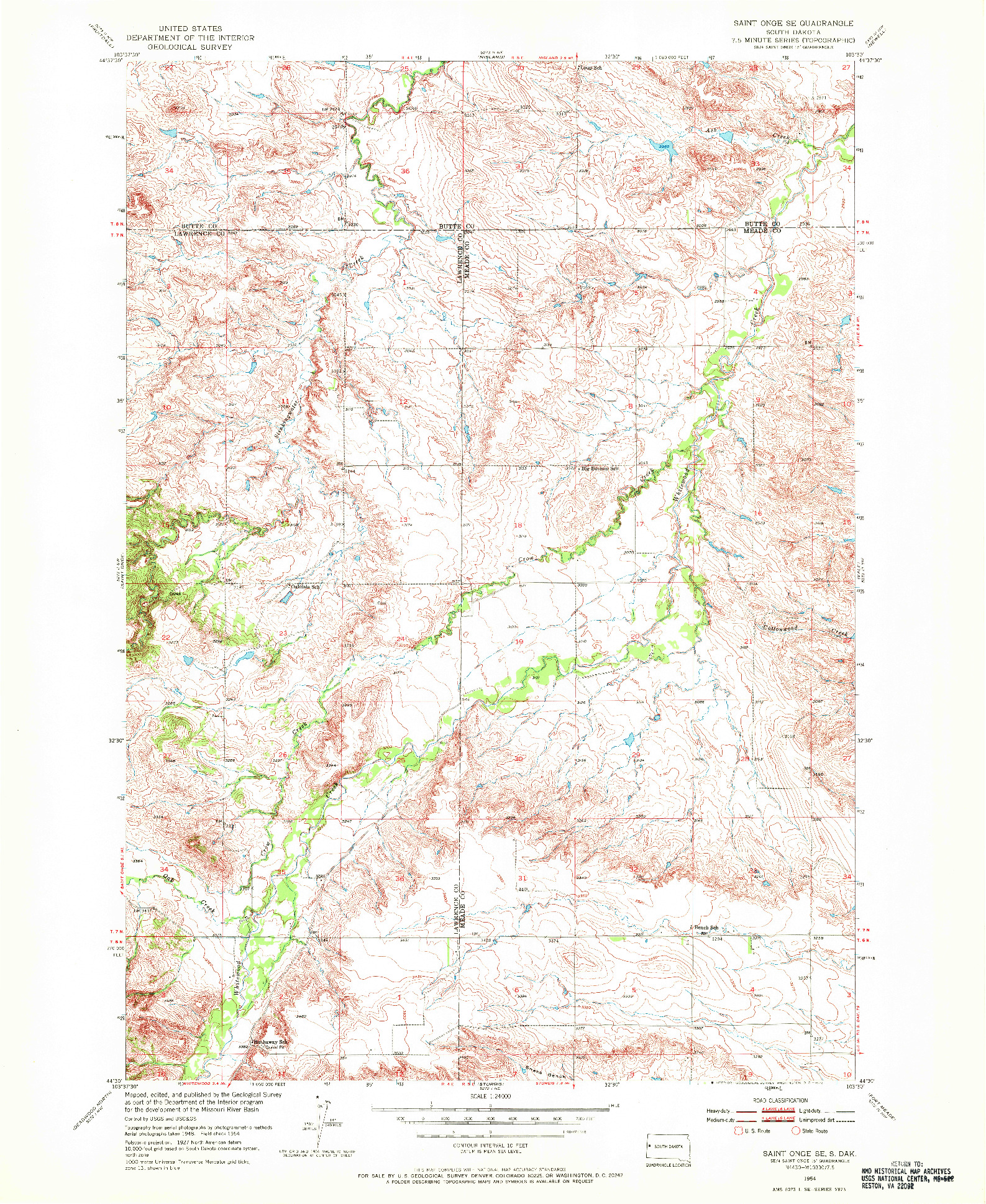 USGS 1:24000-SCALE QUADRANGLE FOR SAINT ONGE SE, SD 1954