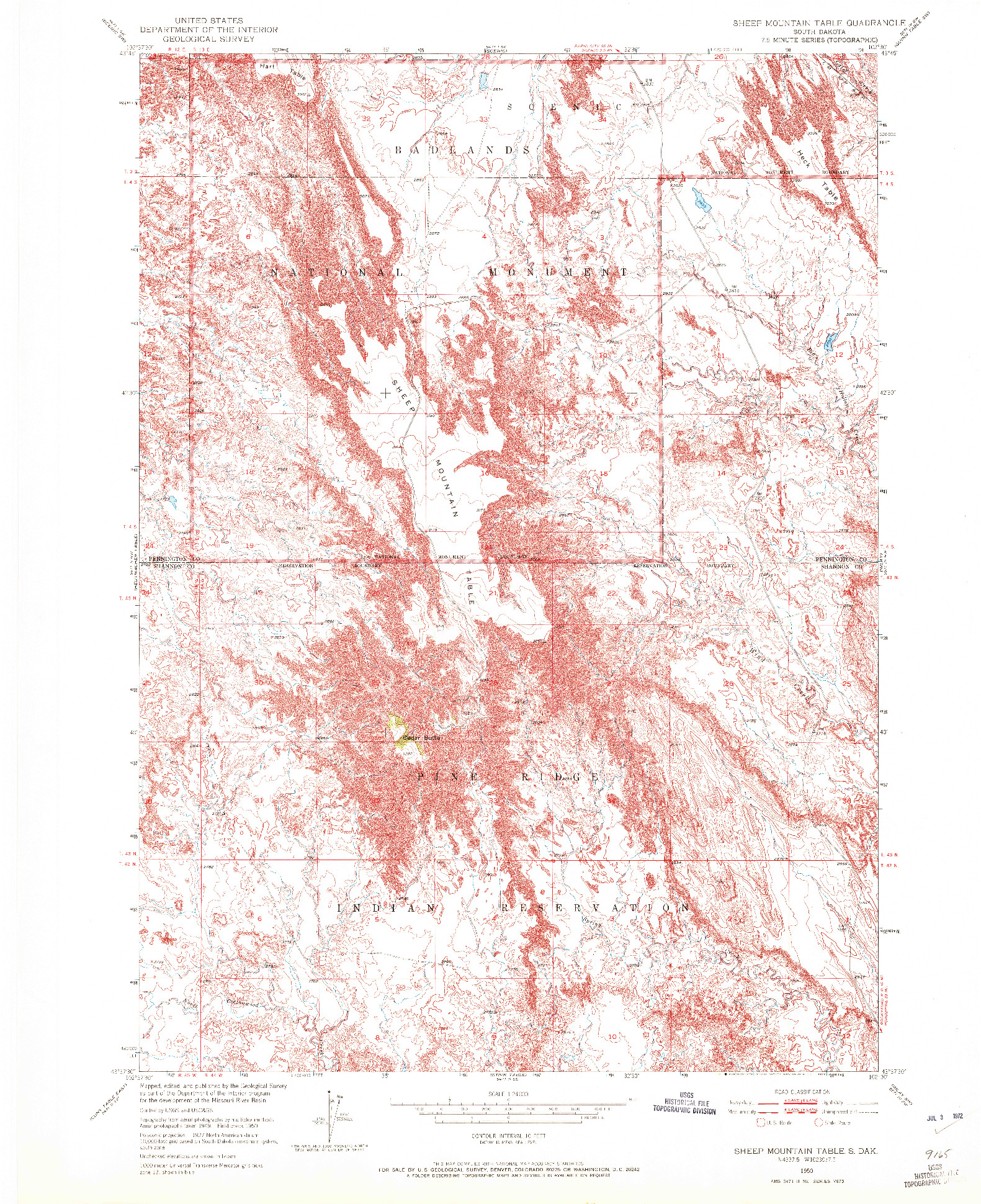 USGS 1:24000-SCALE QUADRANGLE FOR SHEEP MOUNTAIN TABLE, SD 1950