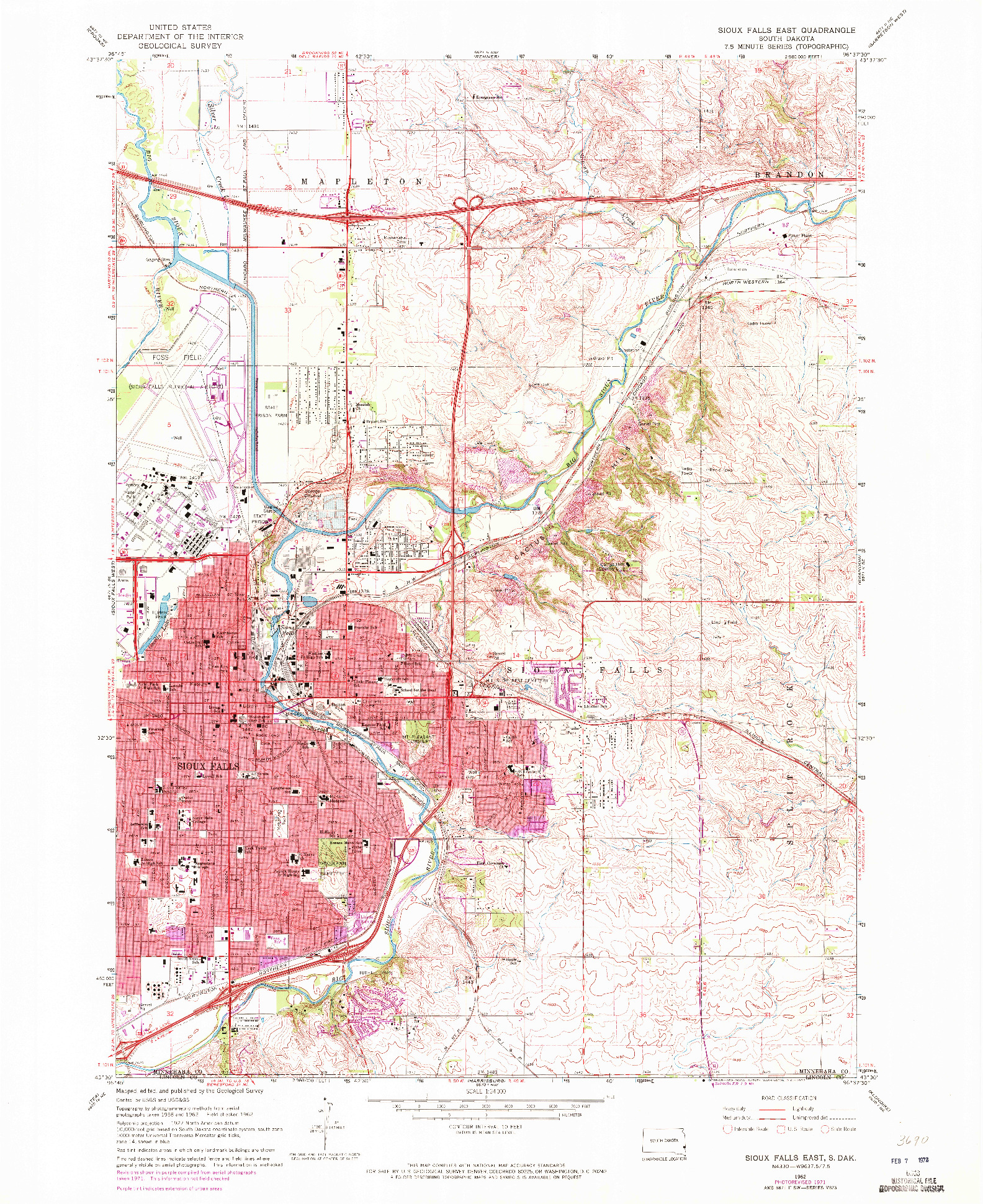 USGS 1:24000-SCALE QUADRANGLE FOR SIOUX FALLS EAST, SD 1962