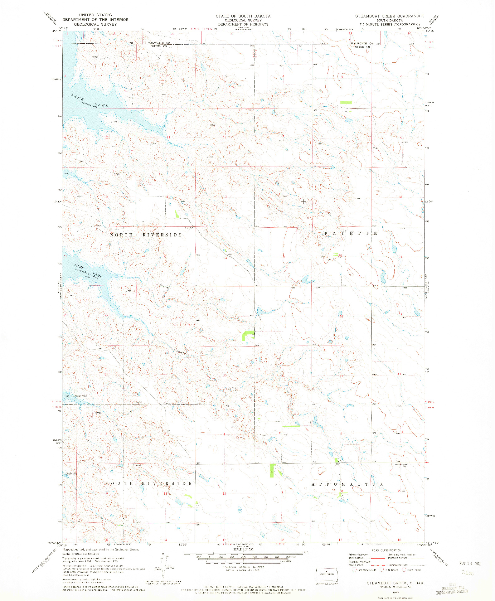 USGS 1:24000-SCALE QUADRANGLE FOR STEAMBOAT CREEK, SD 1970