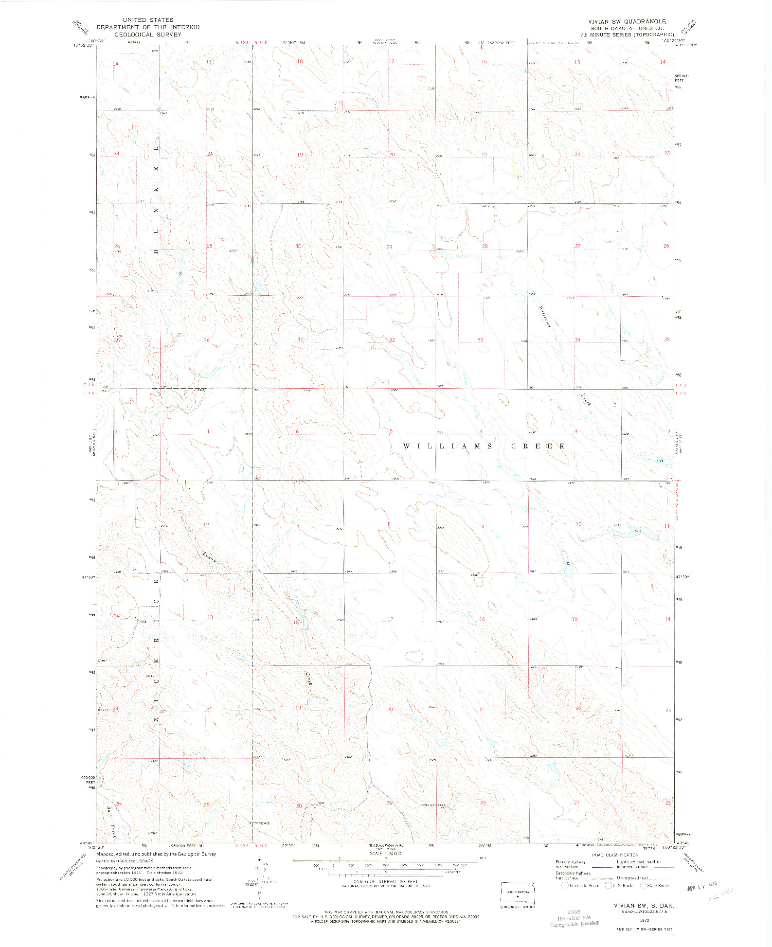 USGS 1:24000-SCALE QUADRANGLE FOR VIVIAN SW, SD 1970