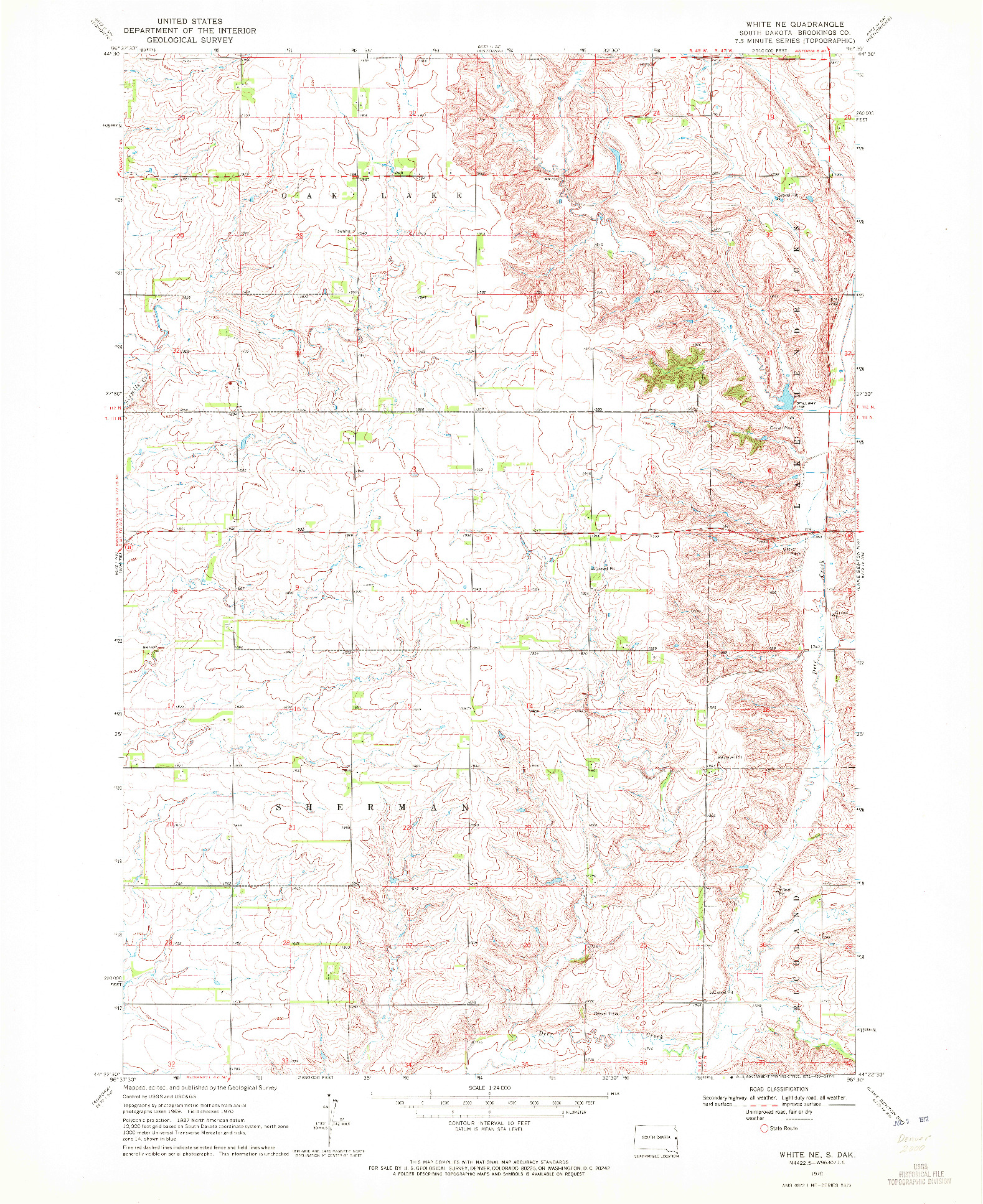 USGS 1:24000-SCALE QUADRANGLE FOR WHITE NE, SD 1970