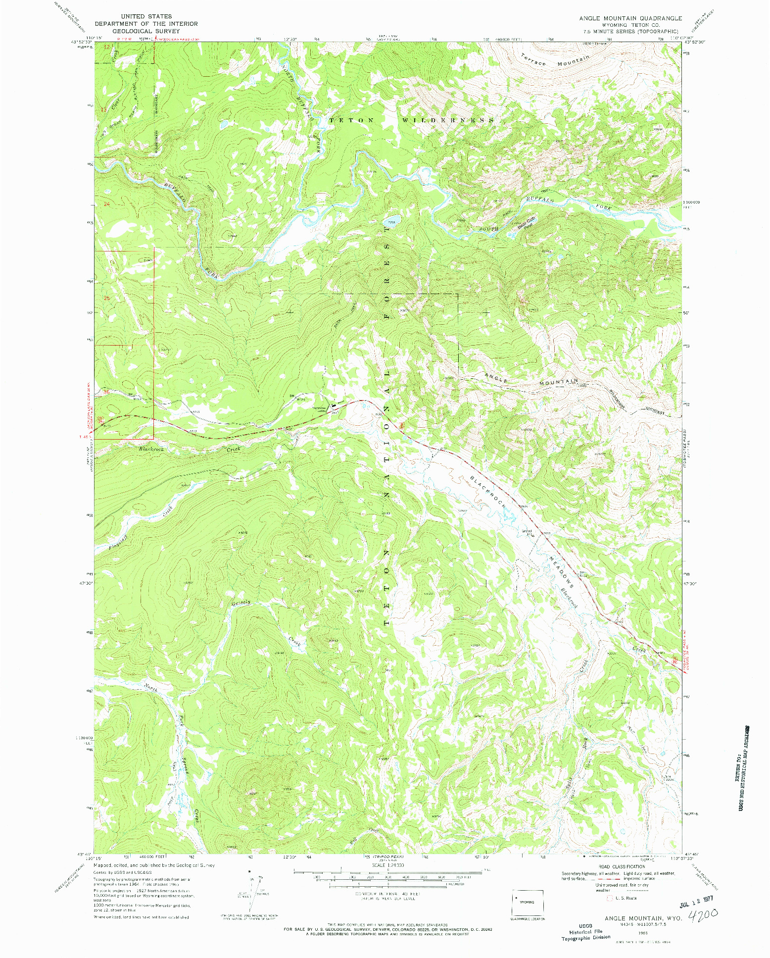 USGS 1:24000-SCALE QUADRANGLE FOR ANGLE MOUNTAIN, WY 1965