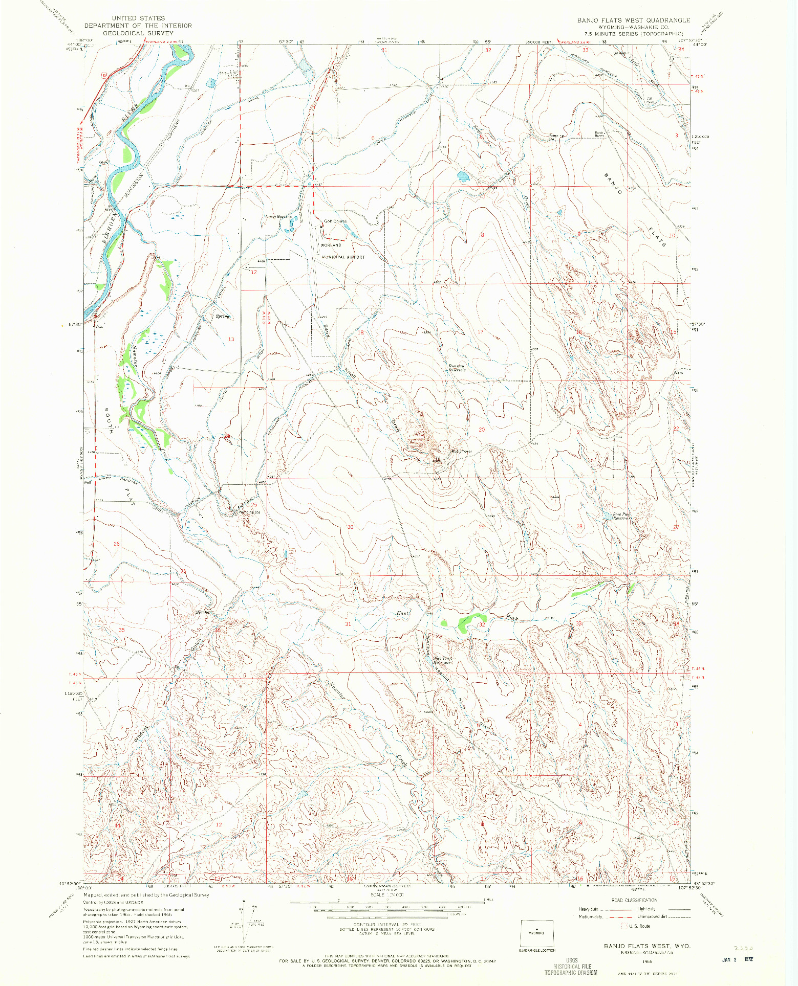 USGS 1:24000-SCALE QUADRANGLE FOR BANJO FLATS WEST, WY 1966