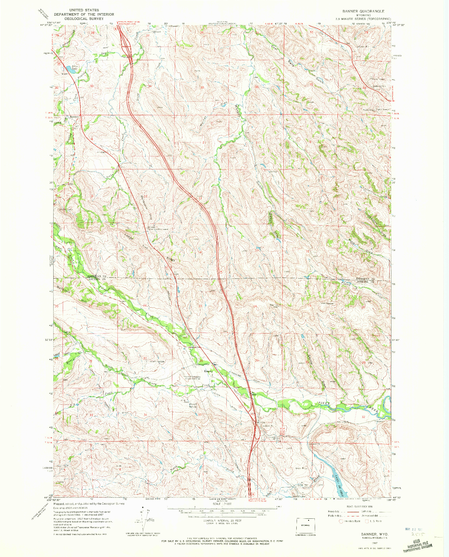 USGS 1:24000-SCALE QUADRANGLE FOR BANNER, WY 1967