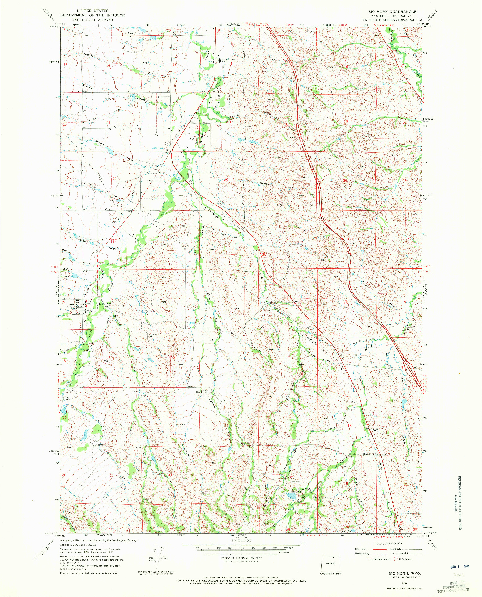 USGS 1:24000-SCALE QUADRANGLE FOR BIG HORN, WY 1967