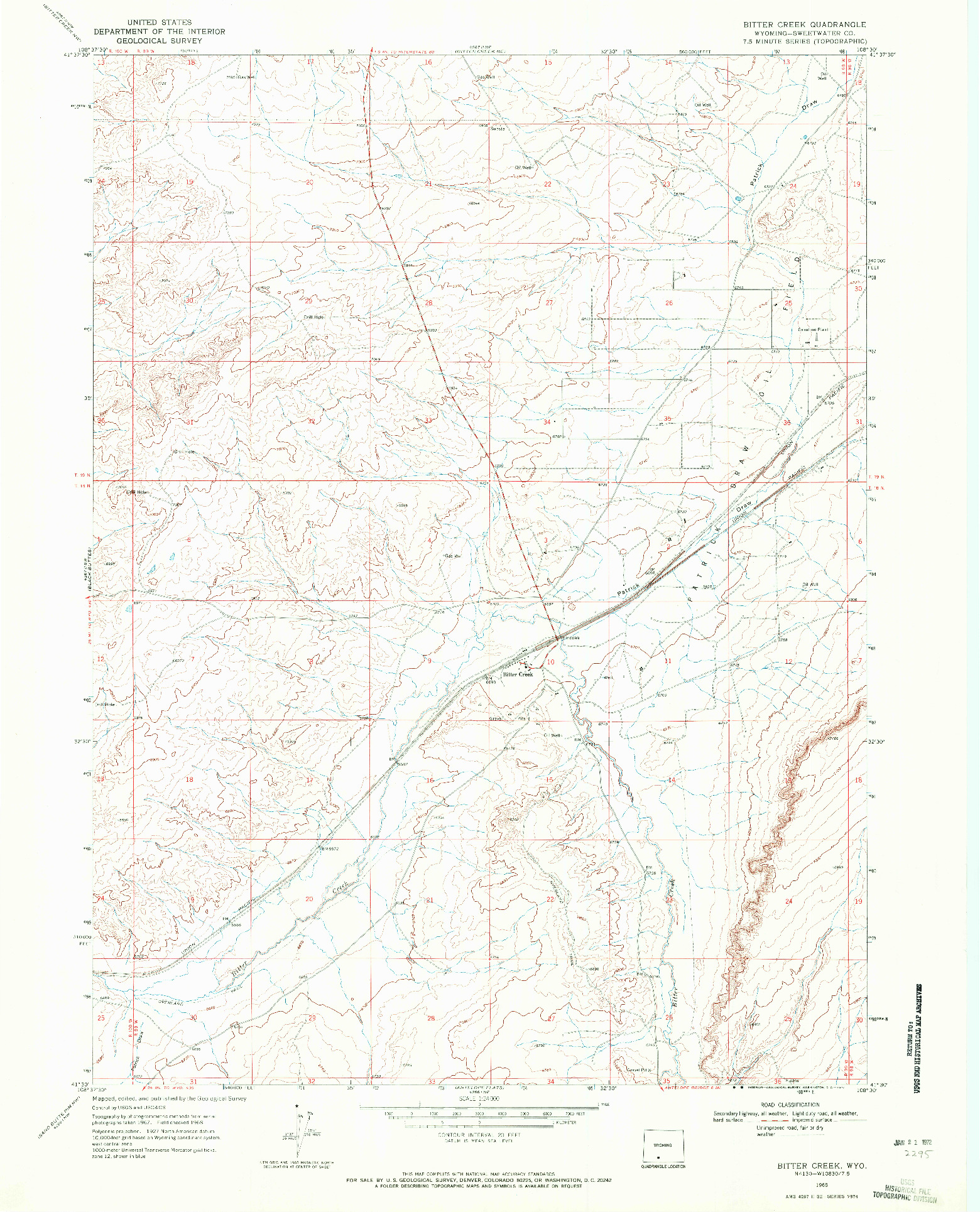 USGS 1:24000-SCALE QUADRANGLE FOR BITTER CREEK, WY 1968